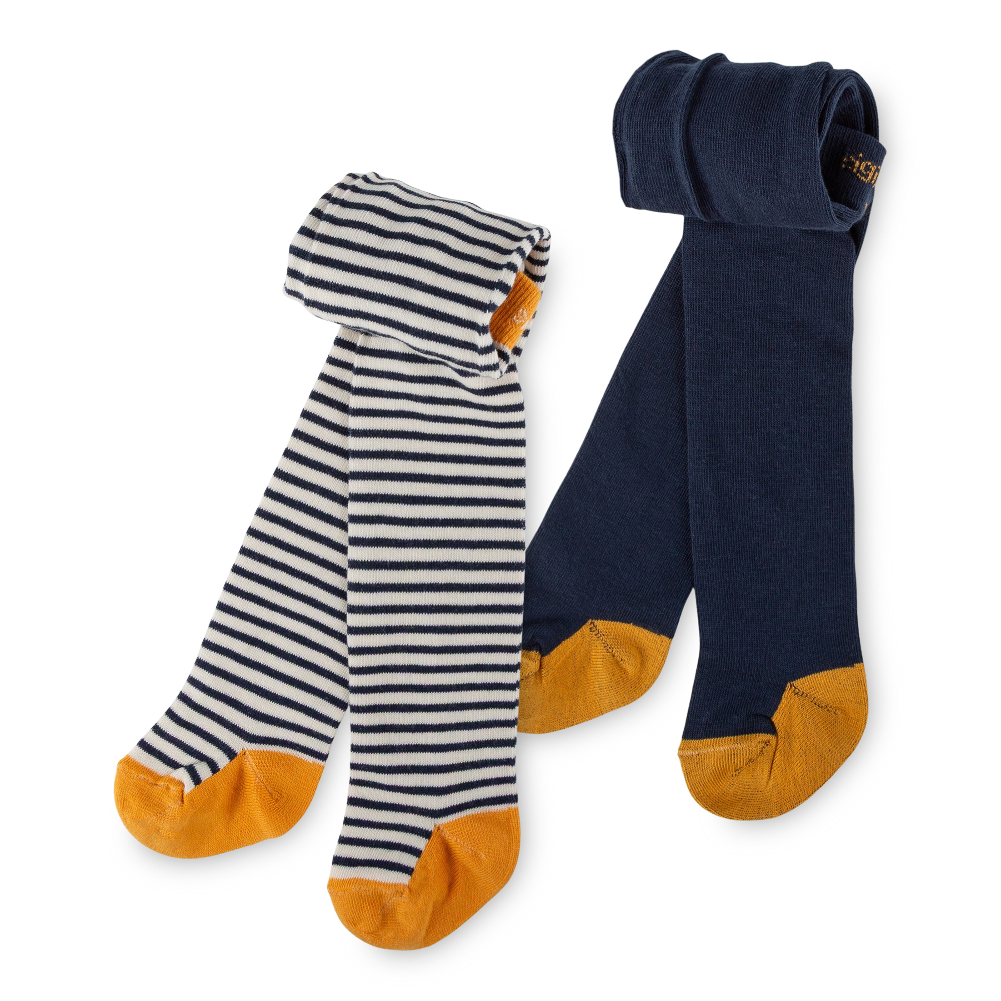 Baby 2er-Strumpfhosenset Magic Owl, dunkelblau oder blau-weiß geringelt