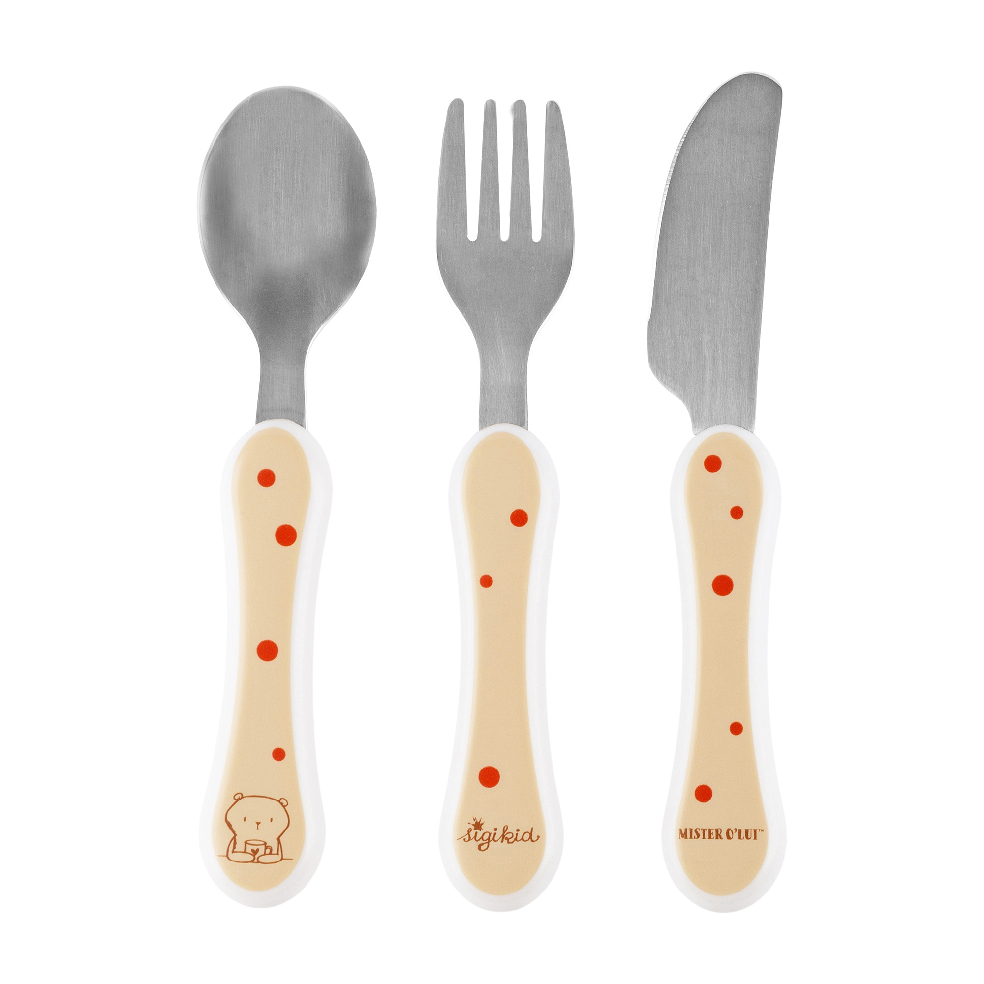 Children's cutlery set knife, fork, spoon, Mister O'Lui Children's cutlery set knife, fork, spoon, Mister O'Lui