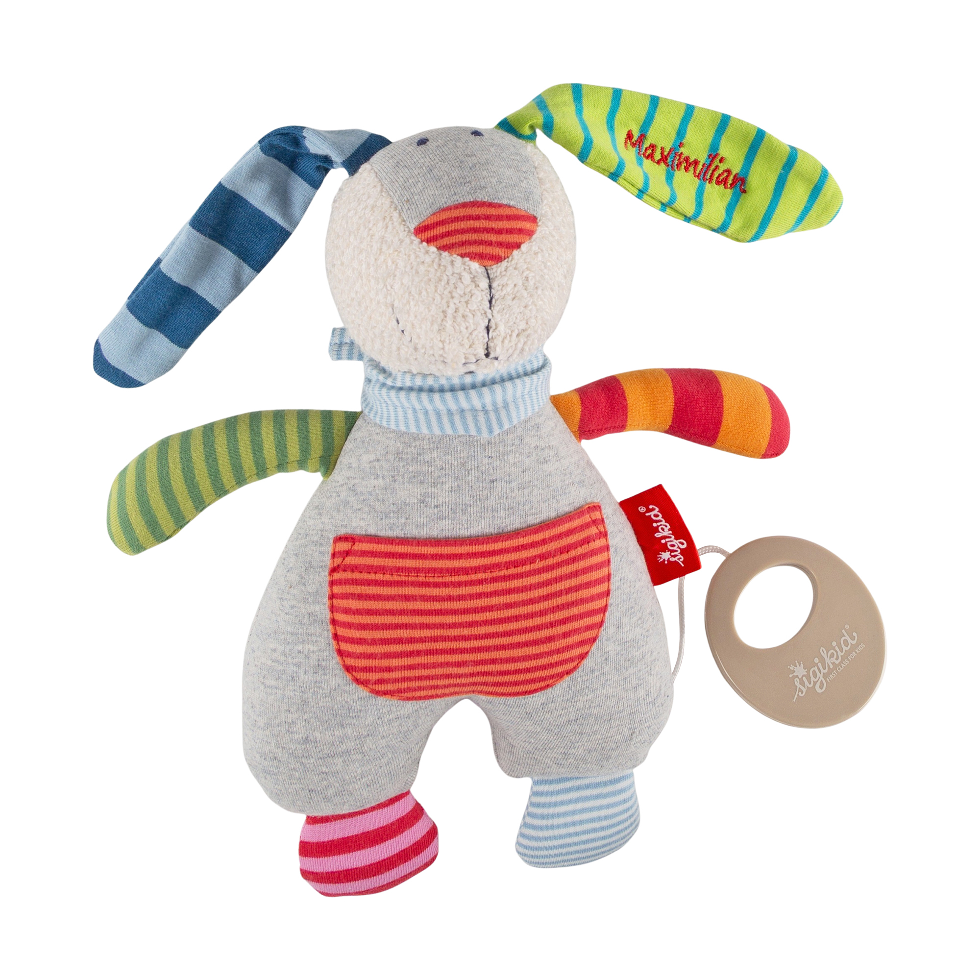 Musical baby soft toy rabbit Ringel Dingel, name embroidery