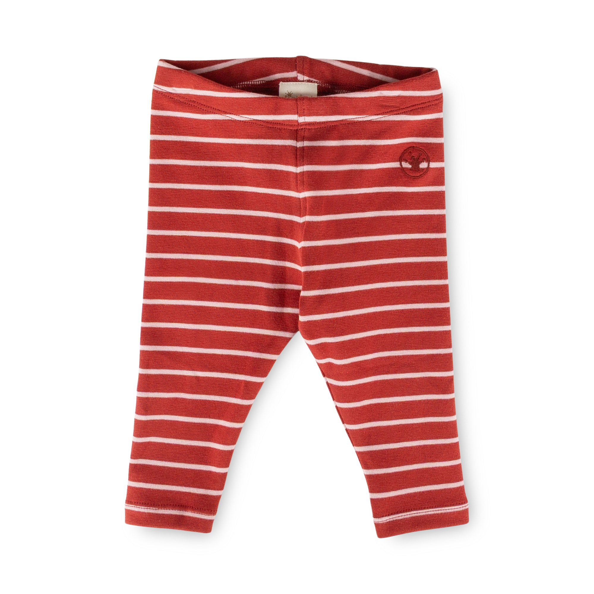Baby rib knit leggings, red/pastel pink striped