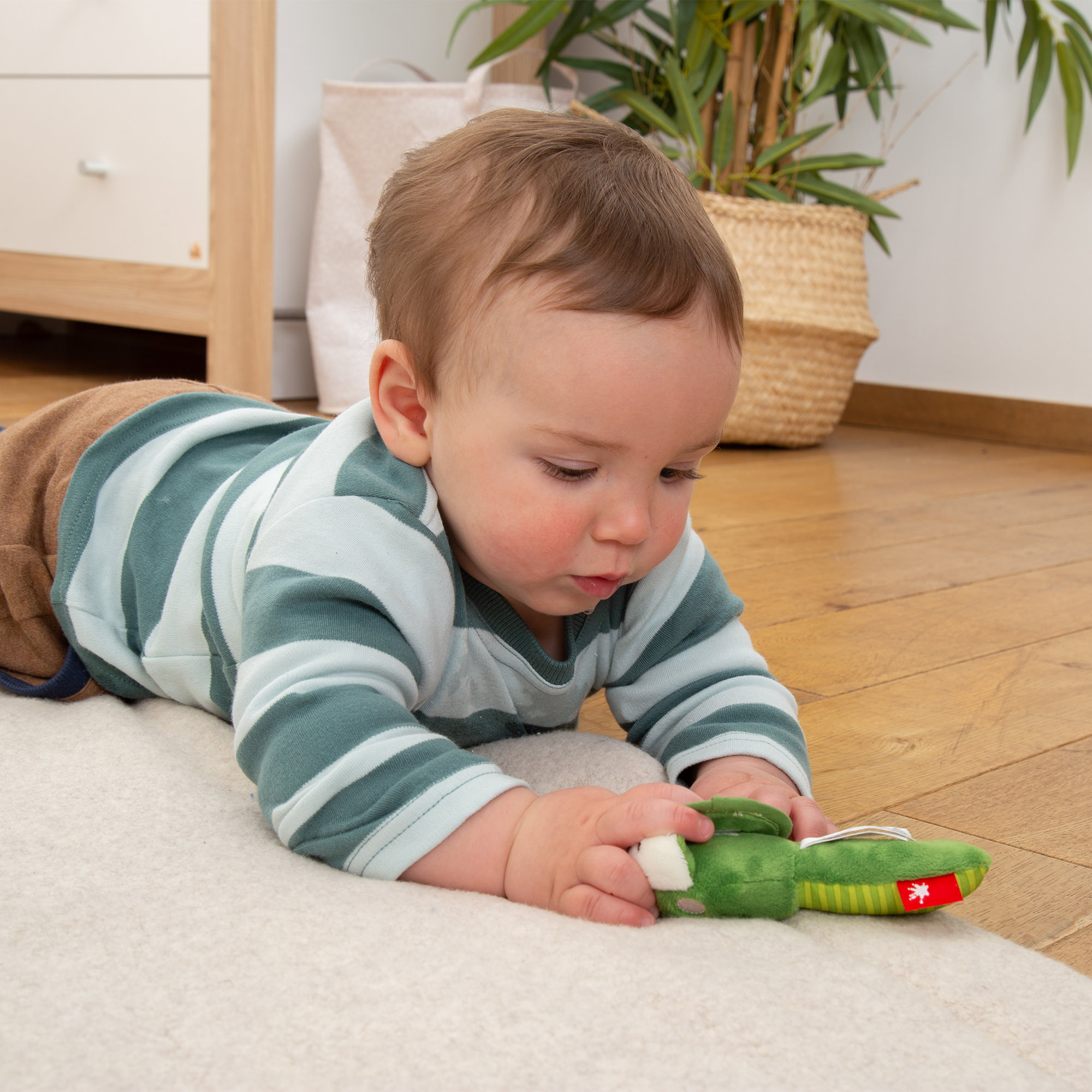 Rattle grasp toy frog with mirror