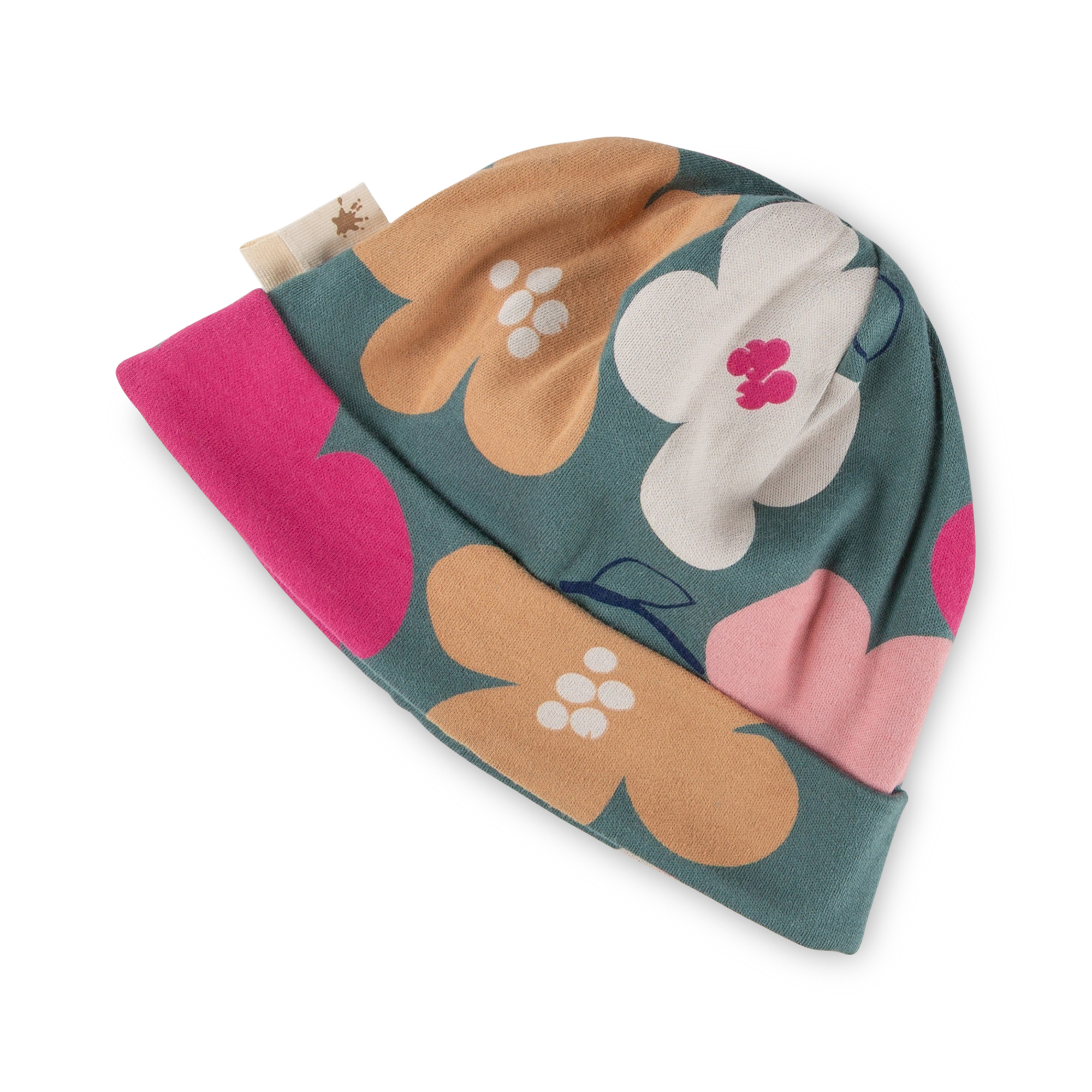 Baby Mütze Pony Love, grün mit Blumenprint