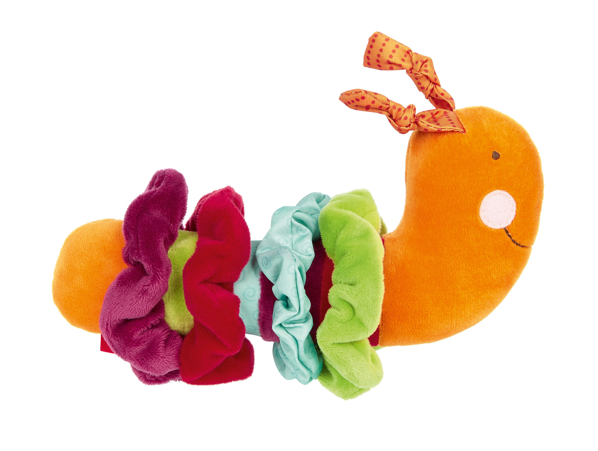 Baby colour sorting threading plush toy worm