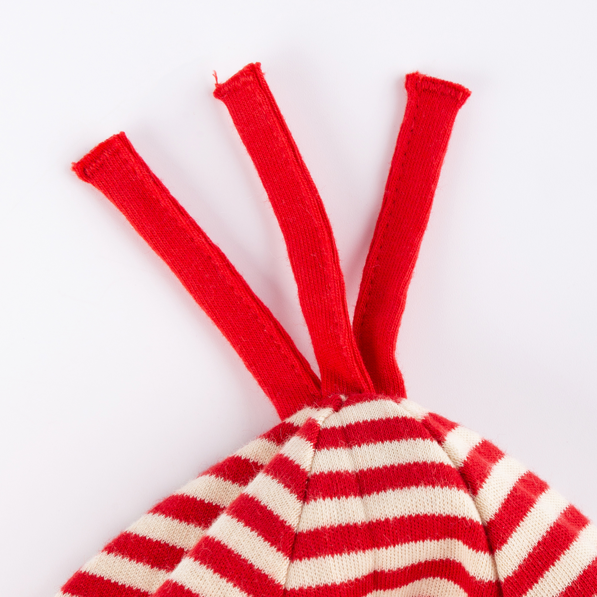 Red striped baby beanie hat, Wild Cat