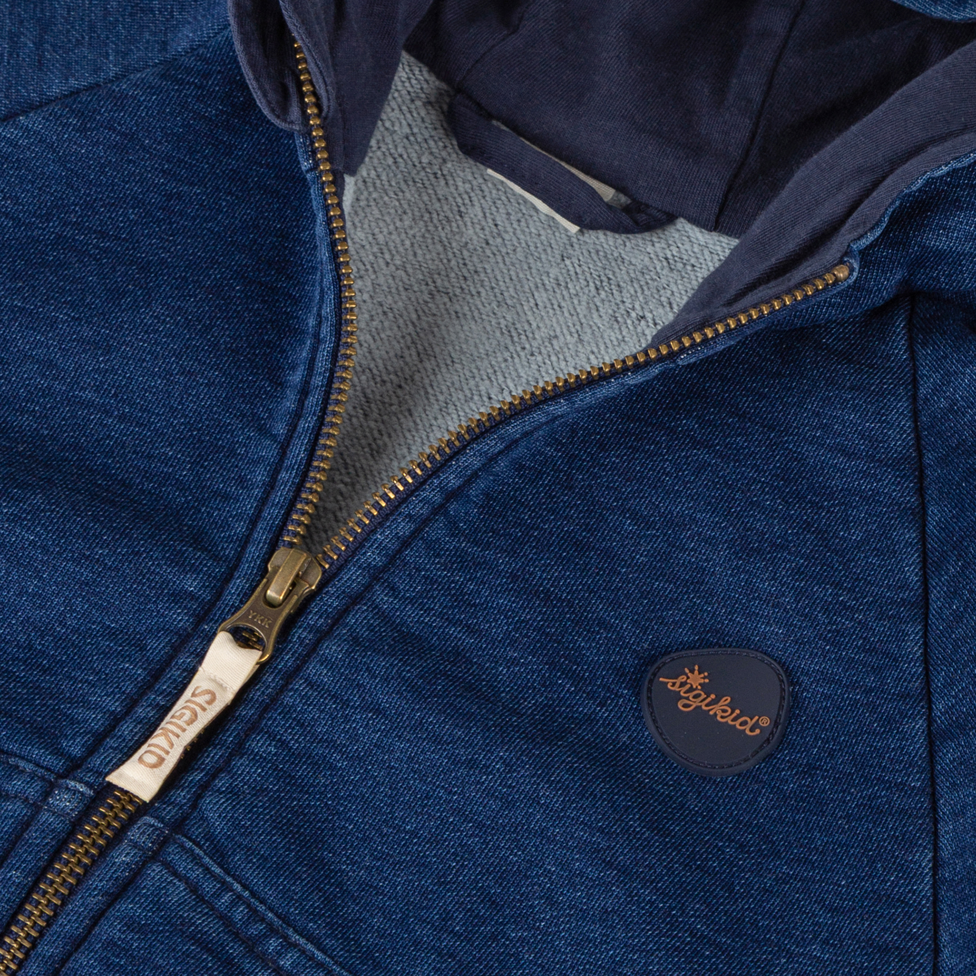 Kinder Kapuzen Sweatjacke Denim Optik Klecks, dunkelblau