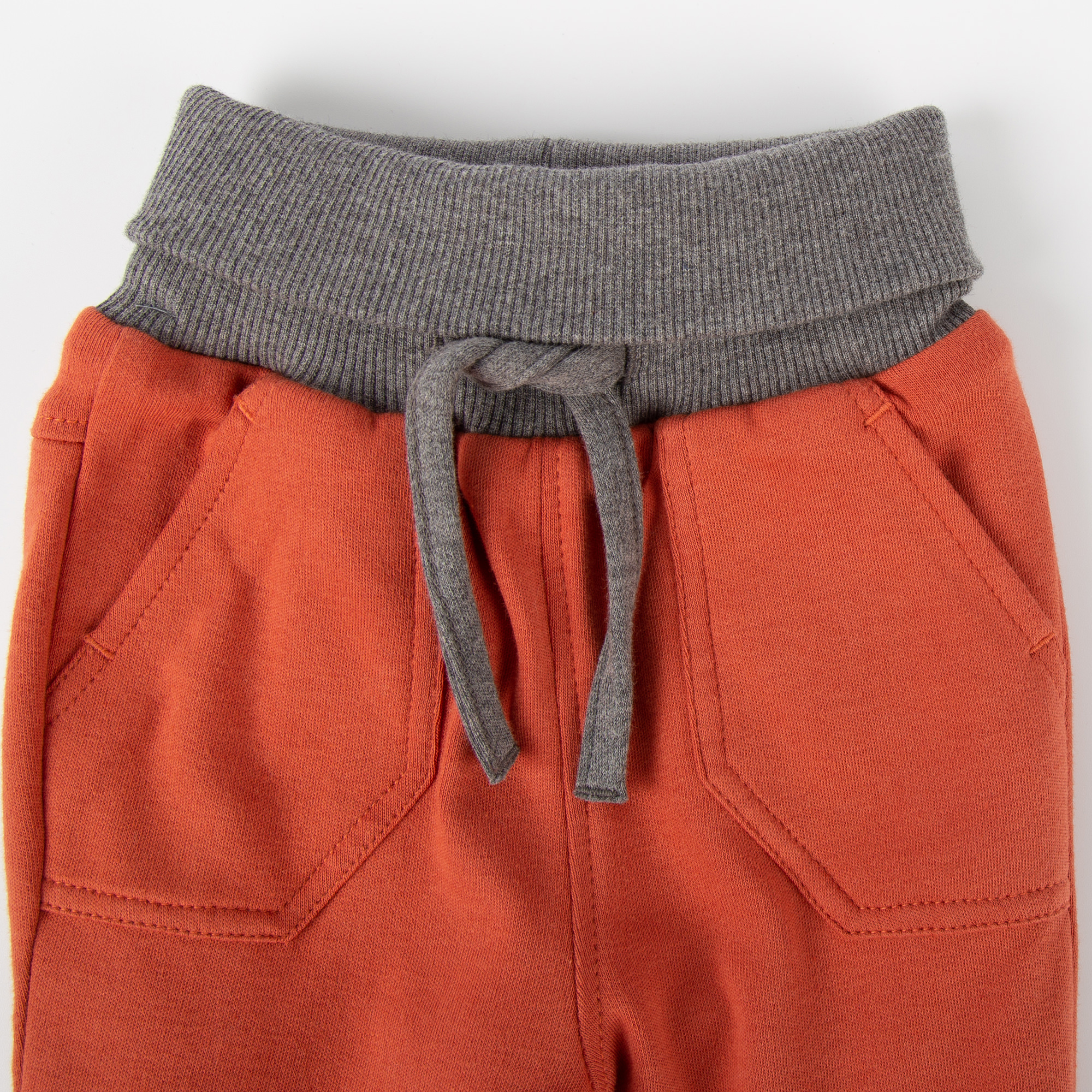 Reversible baby soft pants, double-layered, grey/orange