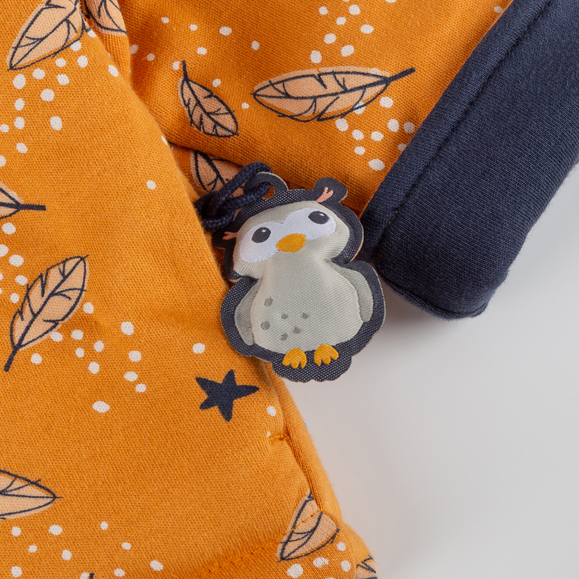 Reversible hooded baby jacket Magic Owl, interlined