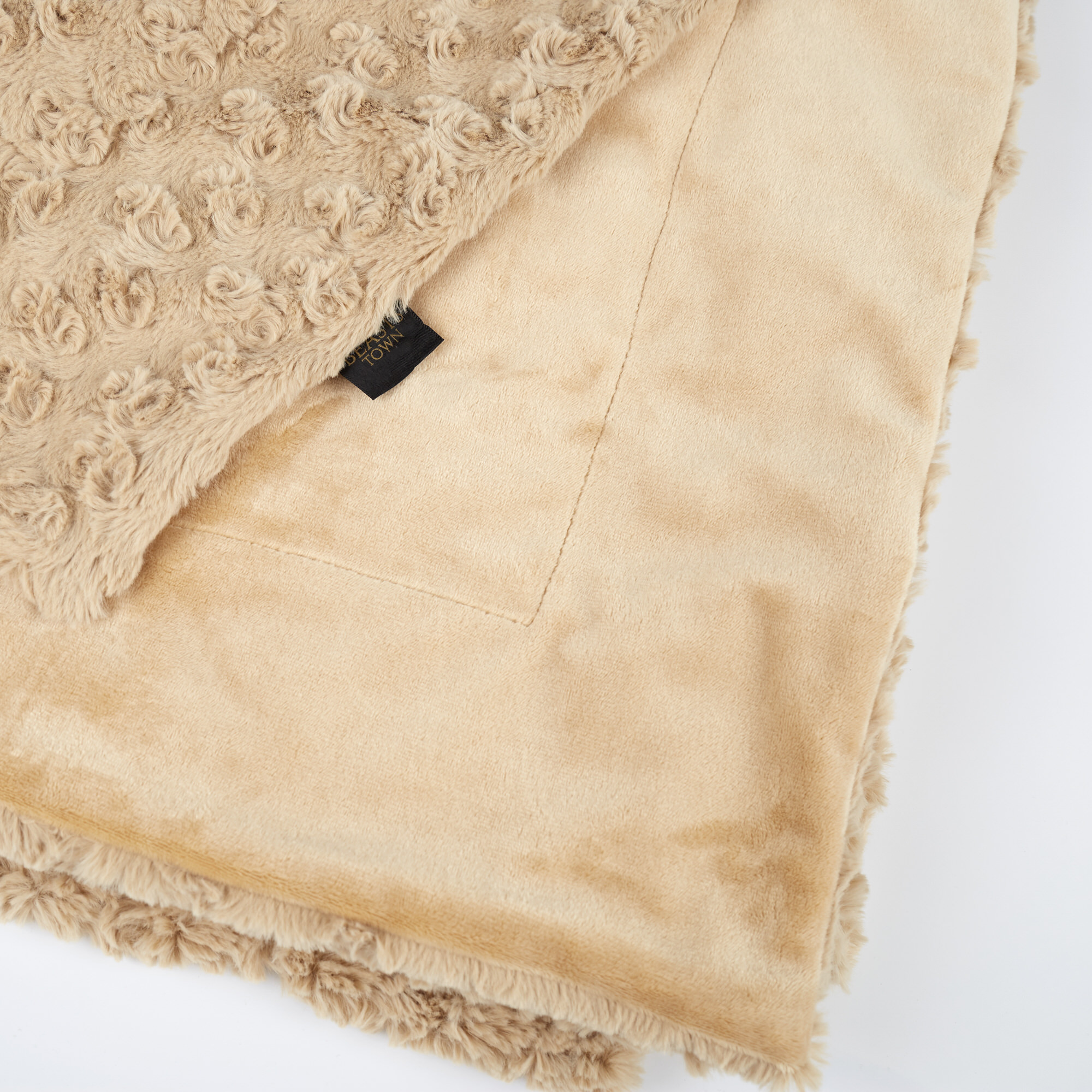 Plush throw blanket beige, lined