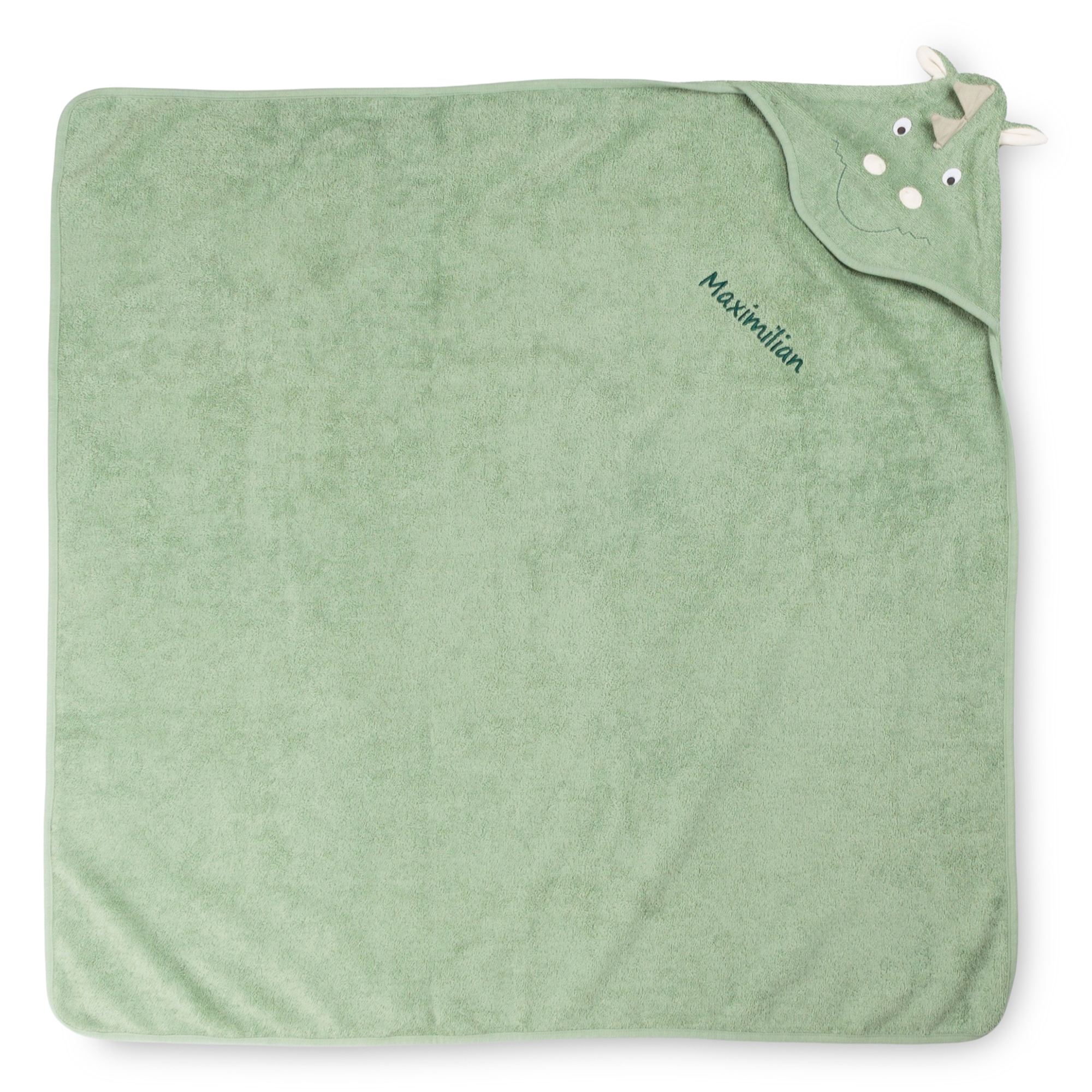 Children's bath towel dino hood, personalised
