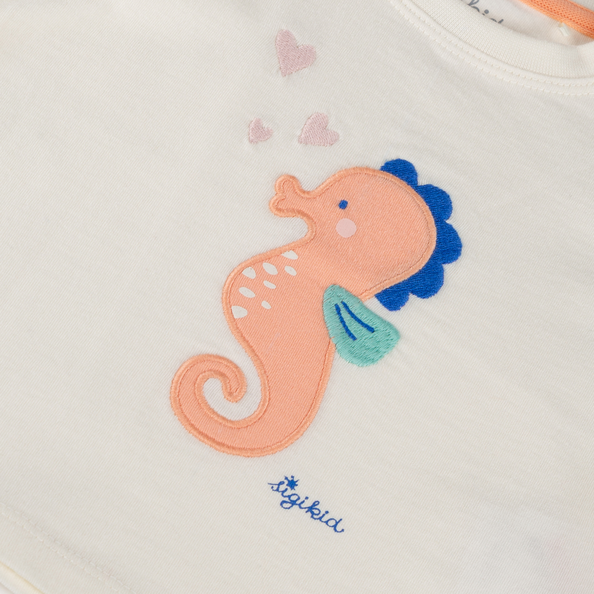 Baby T-Shirt Seepferdchen, weiß