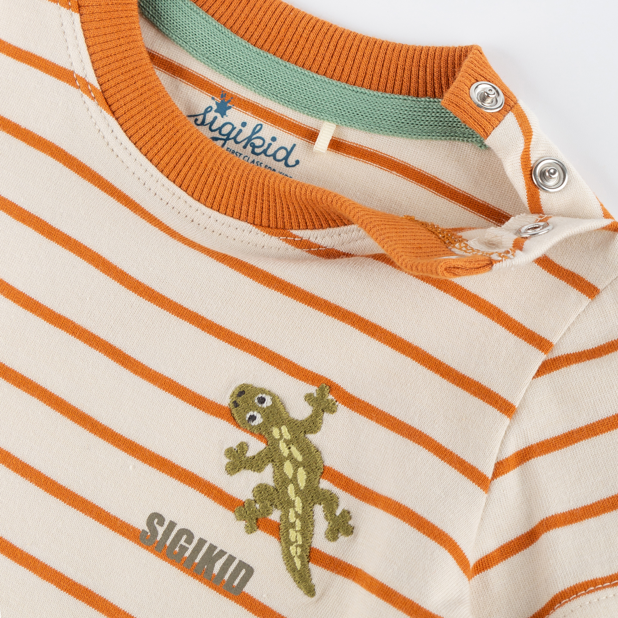 Gestreiftes Baby T-Shirt Gecko, Jungle