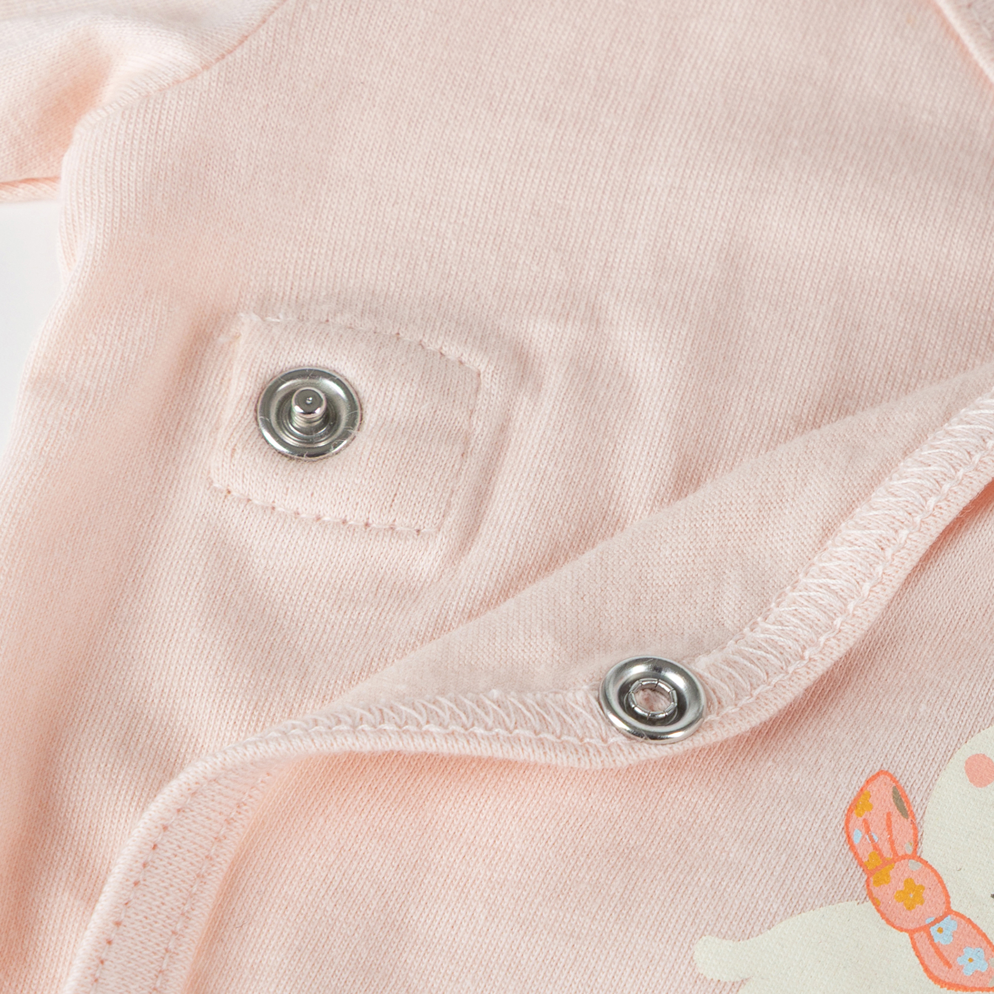 Newborn baby kimono bodysuit onesie bunny, pale pink