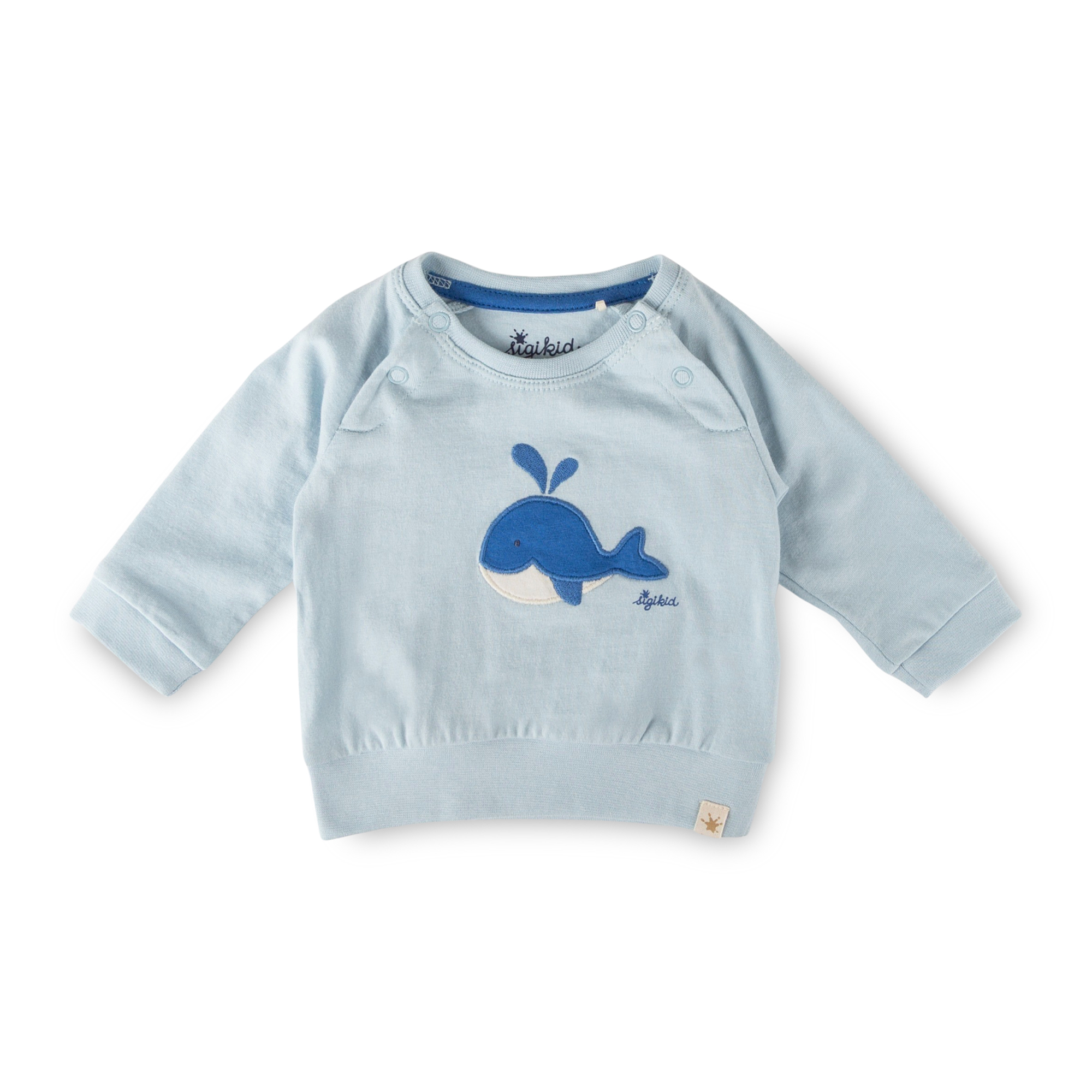 Newborn baby long sleeve Tee whale, light blue