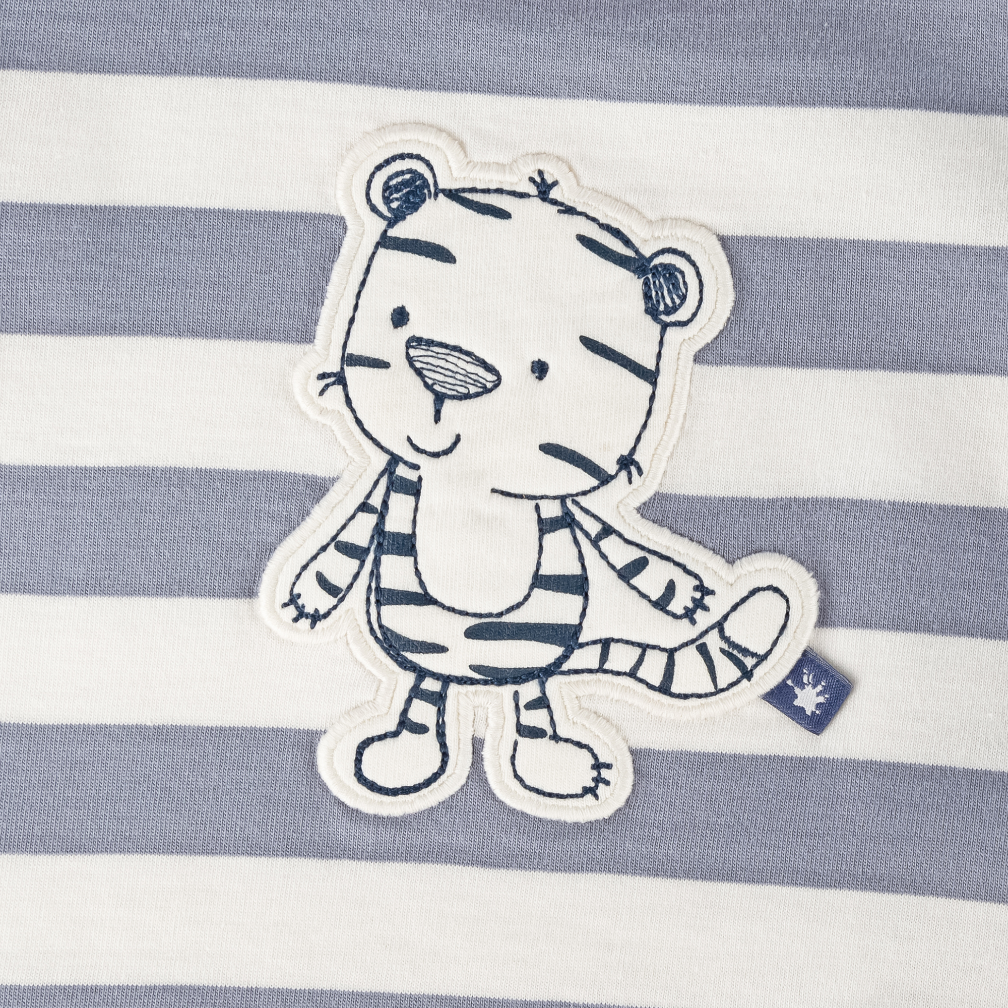 Striped baby T-shirt tiger, white/grey
