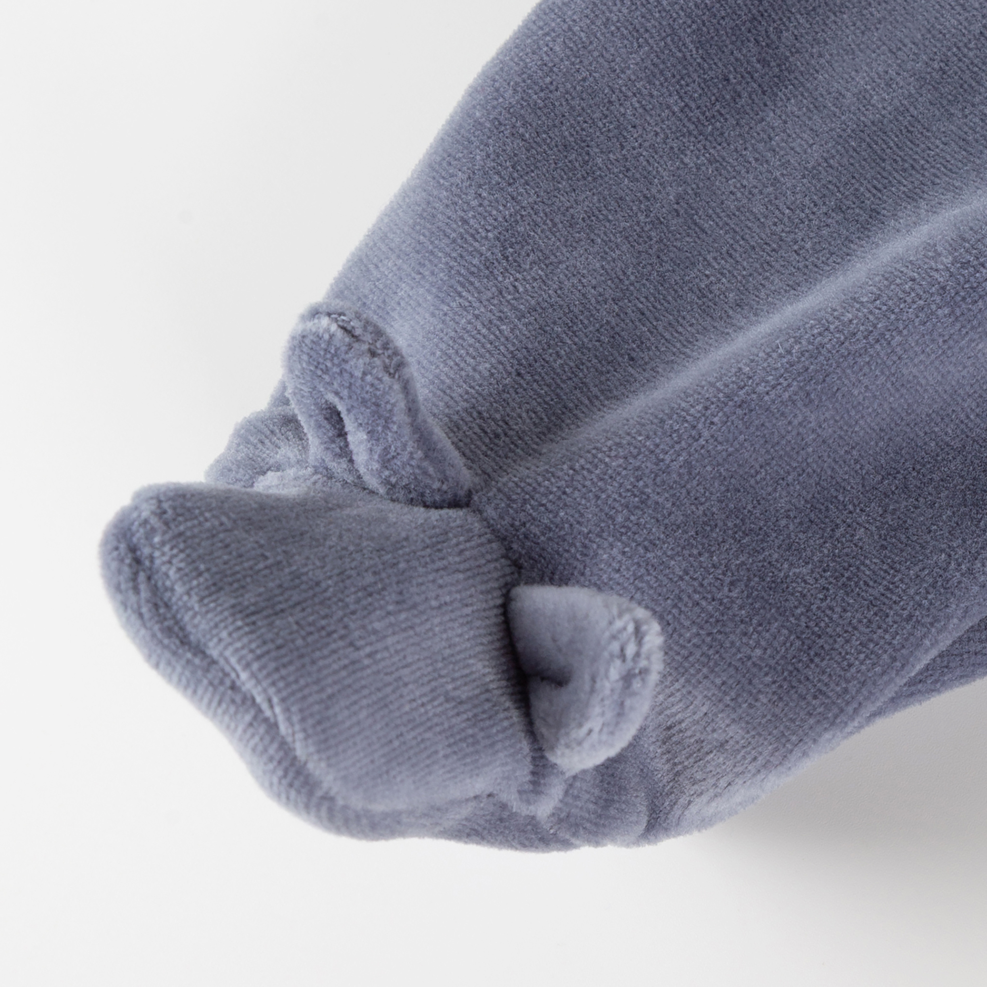 Newborn baby footed velour trousers, blue