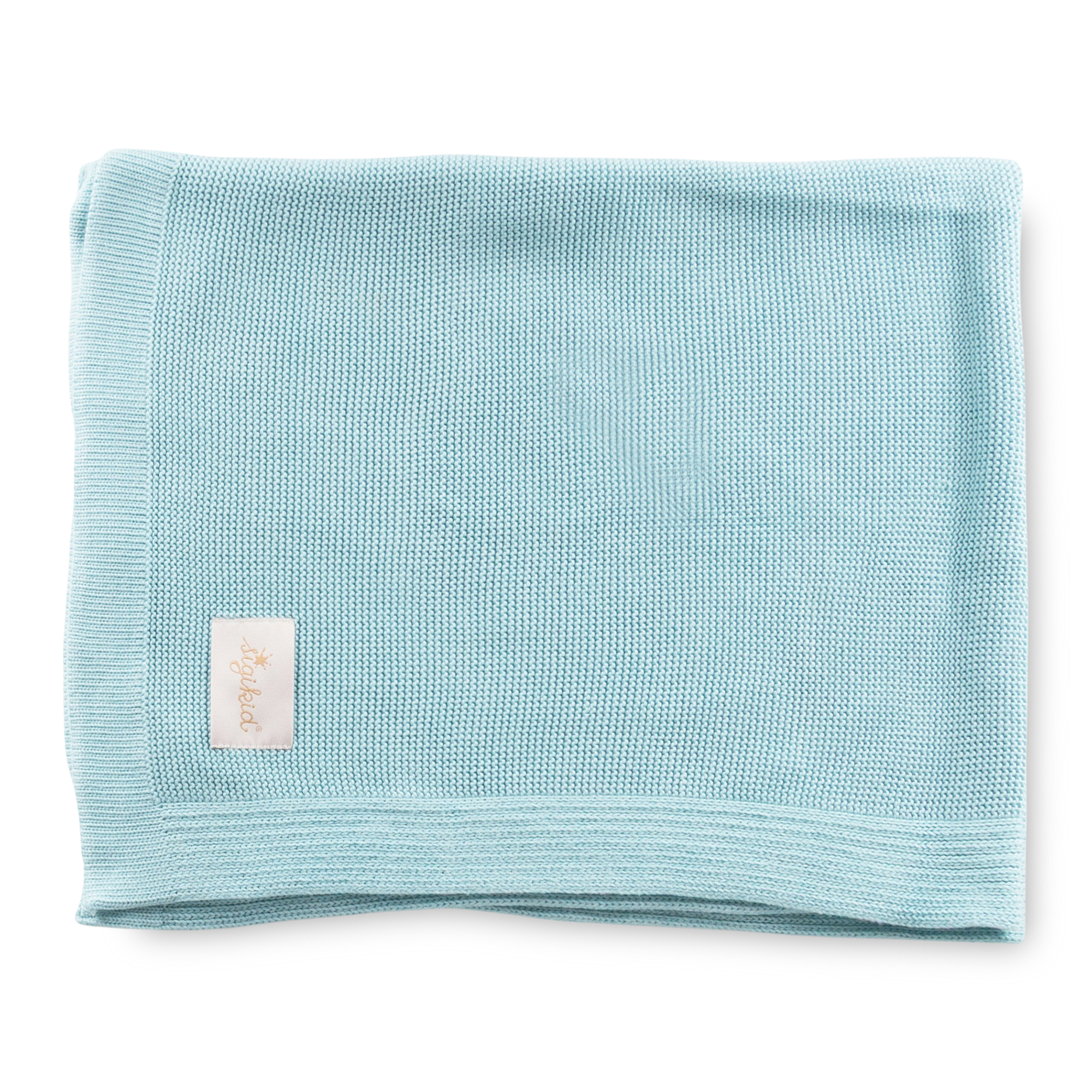 Soft knitted baby blanket, light blue, Knitted Love