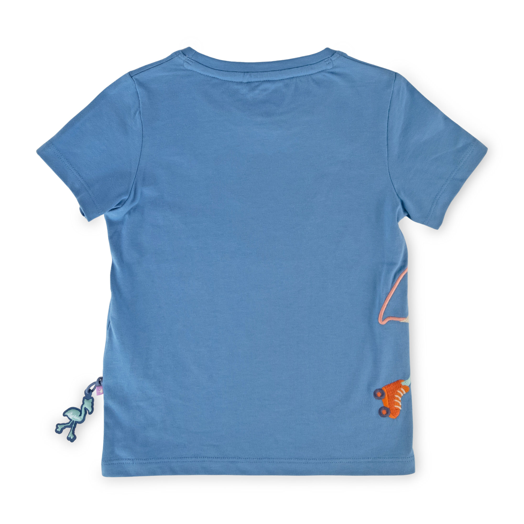 Azure blue girls' T-shirt flamingo
