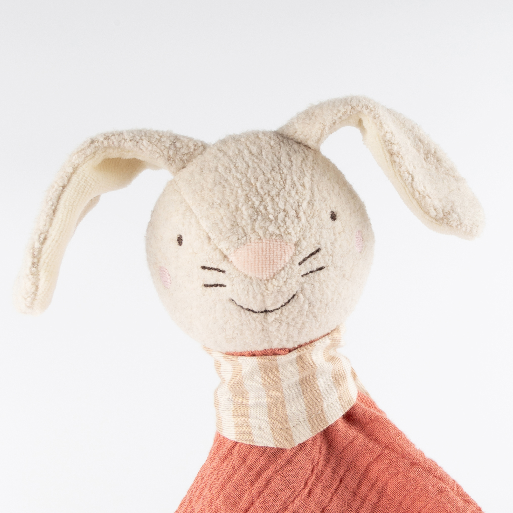 Muslin baby comforter bunny, coral pink Muslin baby comforter bunny, coral pink