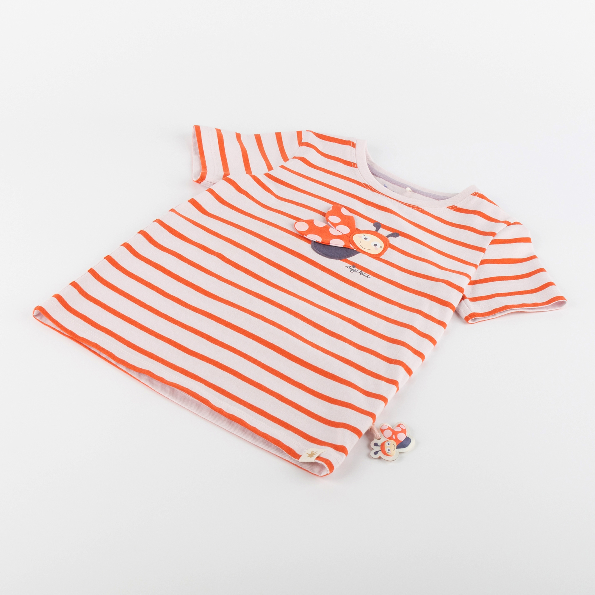 Striped children's T-shirt Happy Ladybug, 3-D-wings