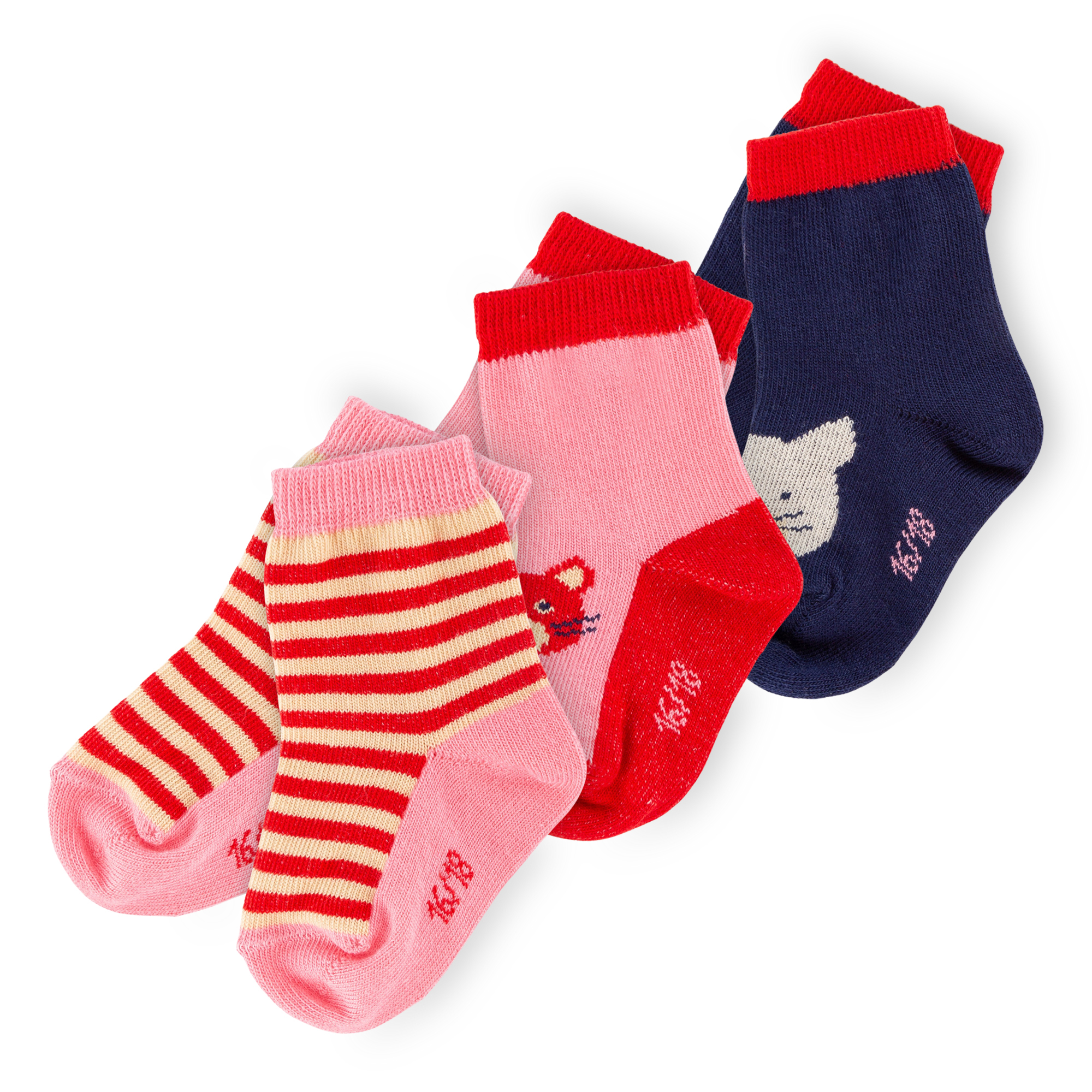 Baby Socken- im 3er-Set mit Katzen Motiv, bunt