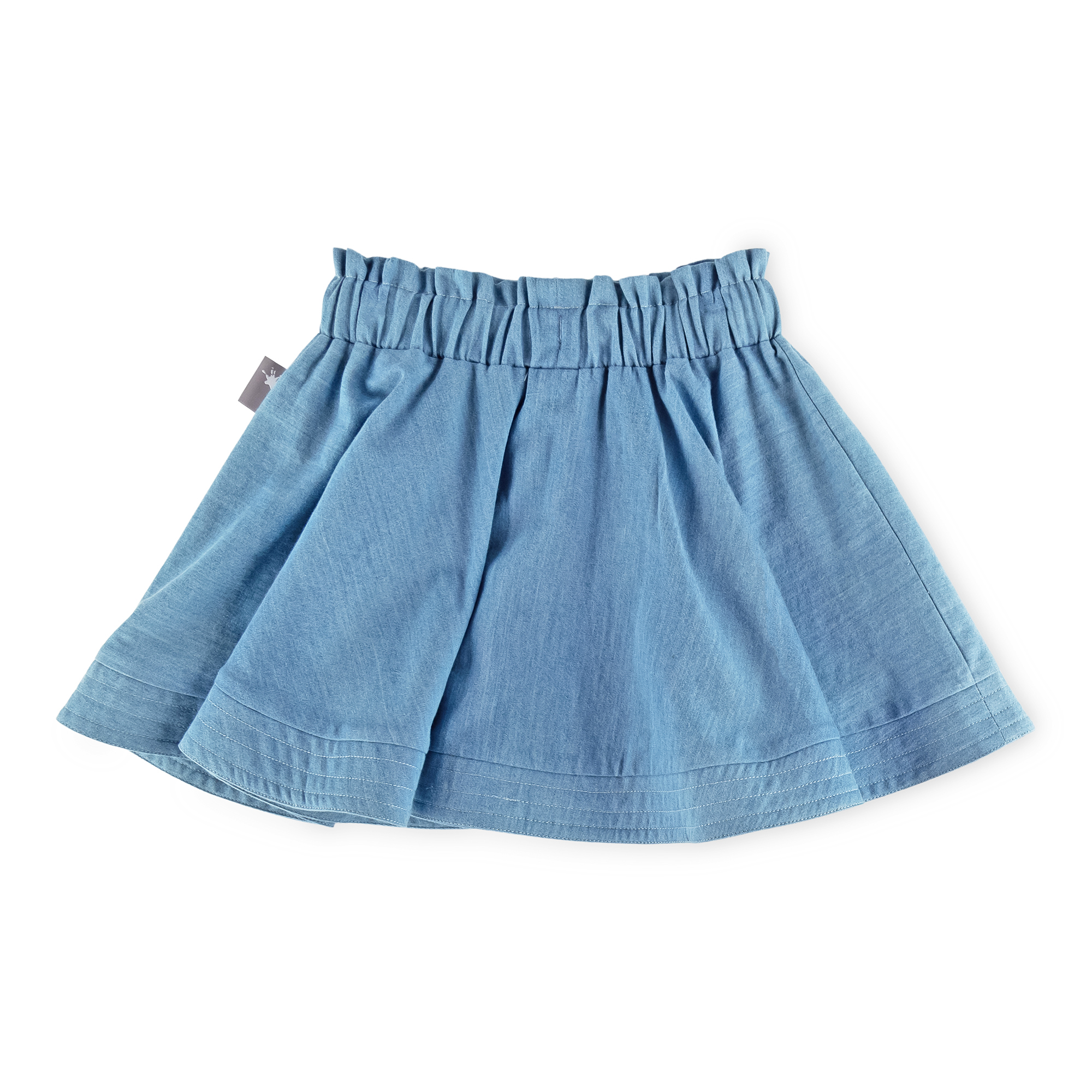 Kids' girls' summer circle skirt with pockets, light blue