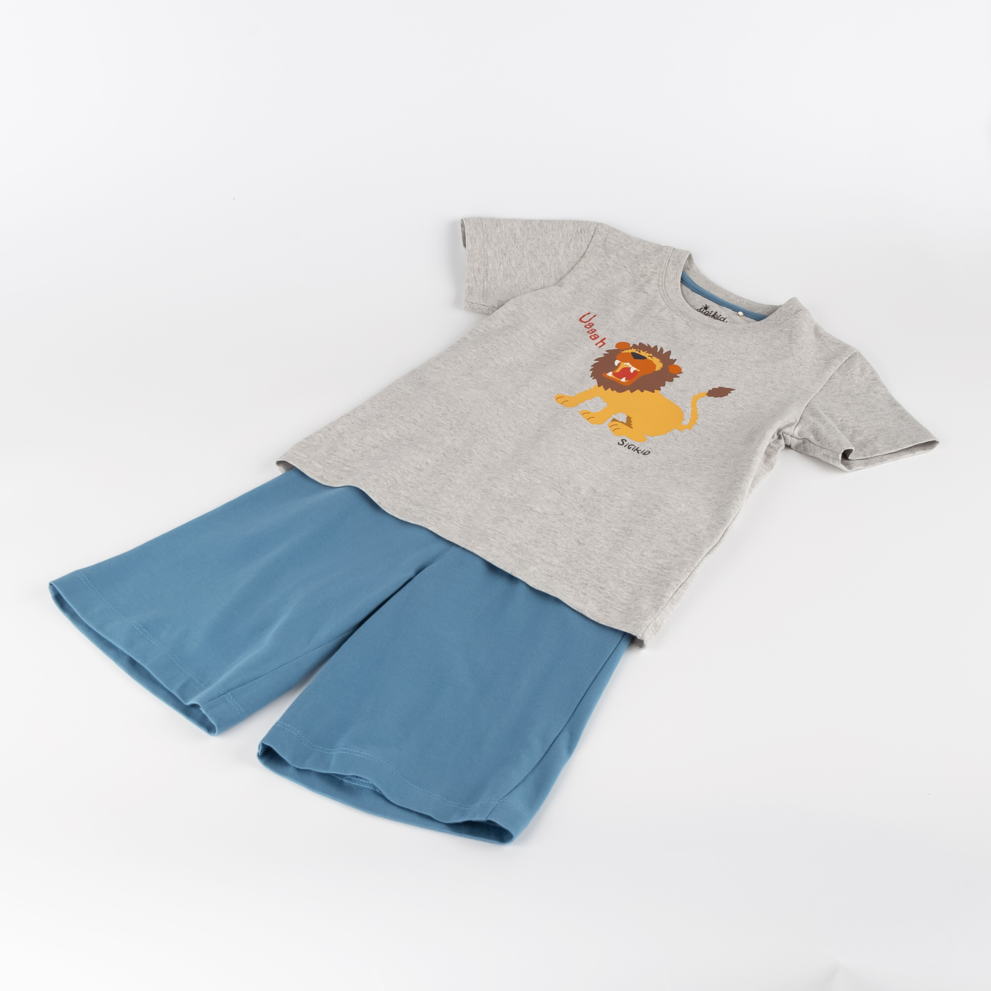 Children's shorty pyjamas lion, grey/blue