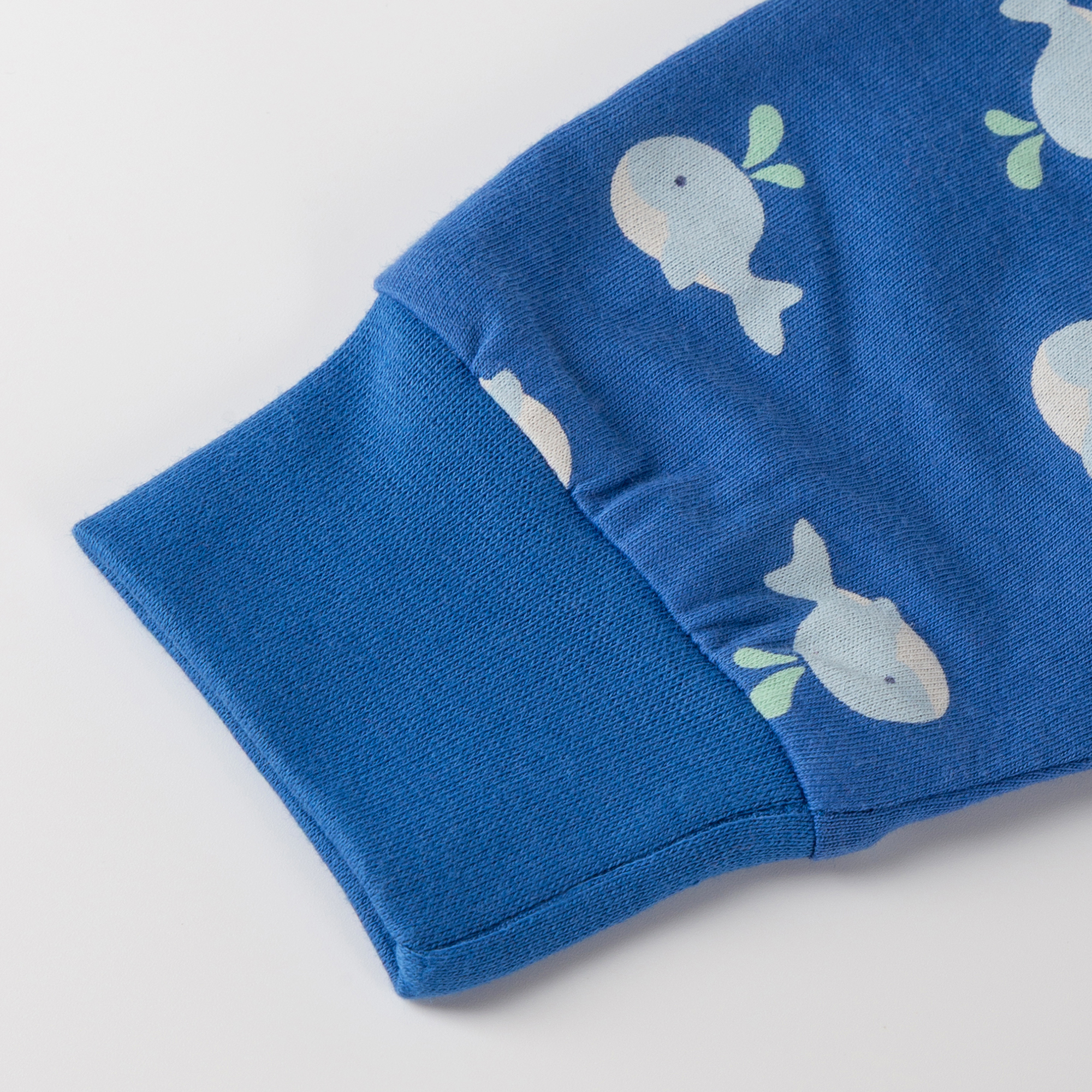 Blue newborn baby pants, pocket, whale print