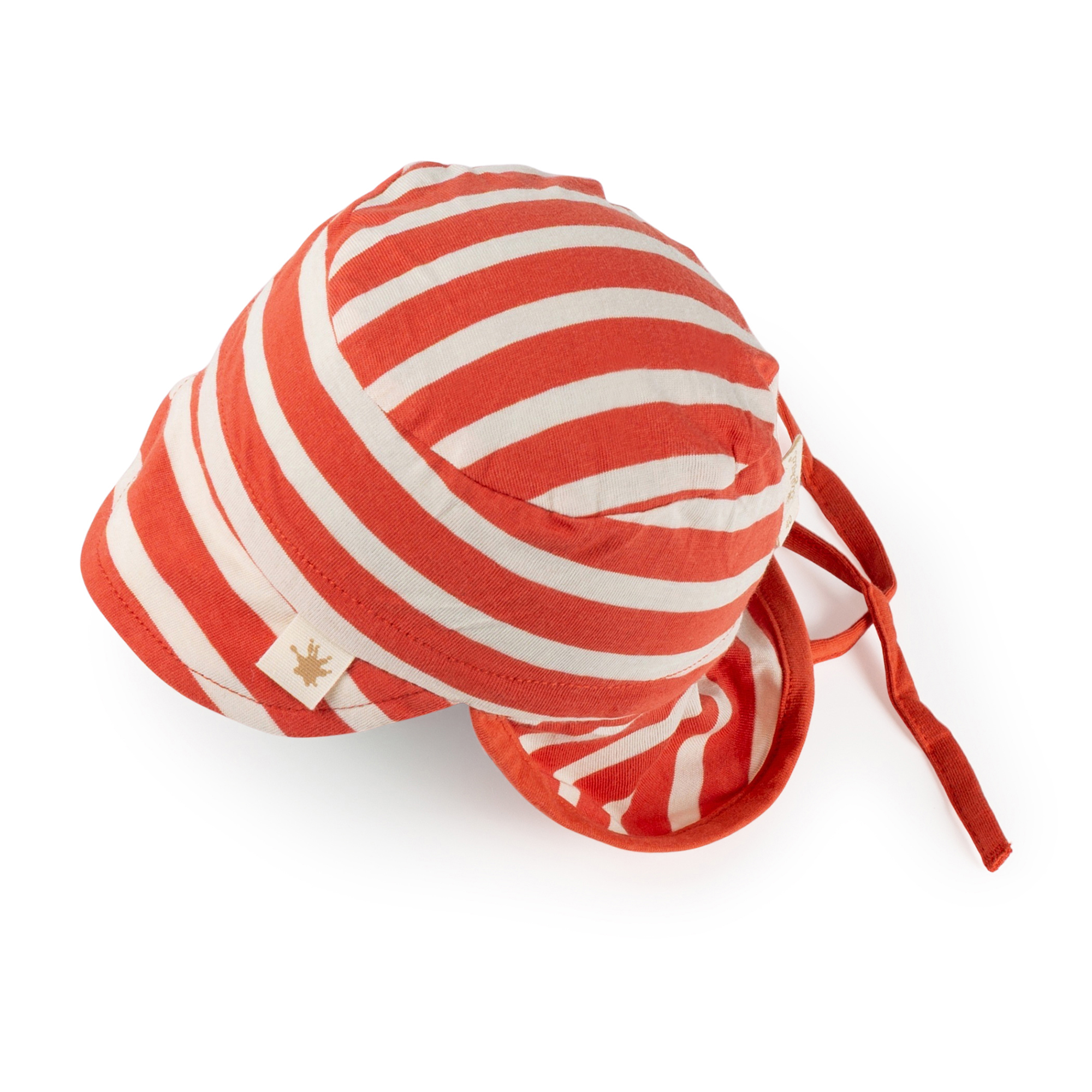 Baby Sonnenhut mit Nackenschutz, rot-weiß geringelt