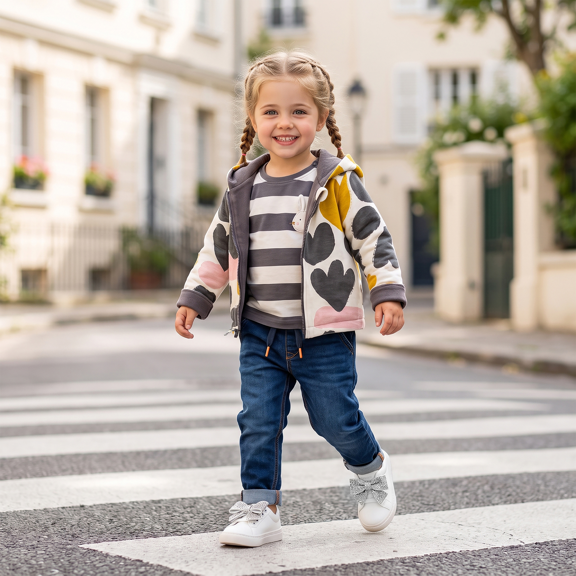 Baby Langarmshirt Schneehase, dunkelgrau-weiß gestreift