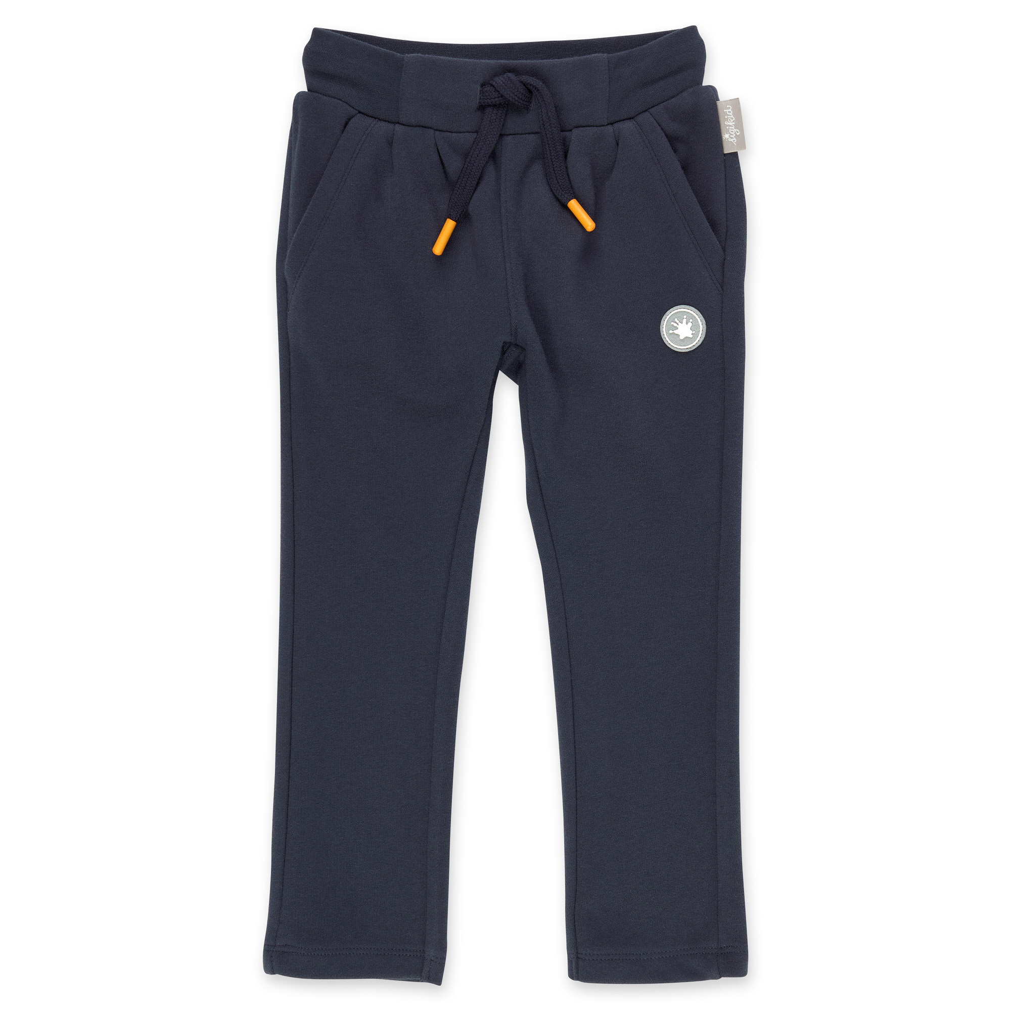 Snug kids' sweat pants with  flower embroidery, navy