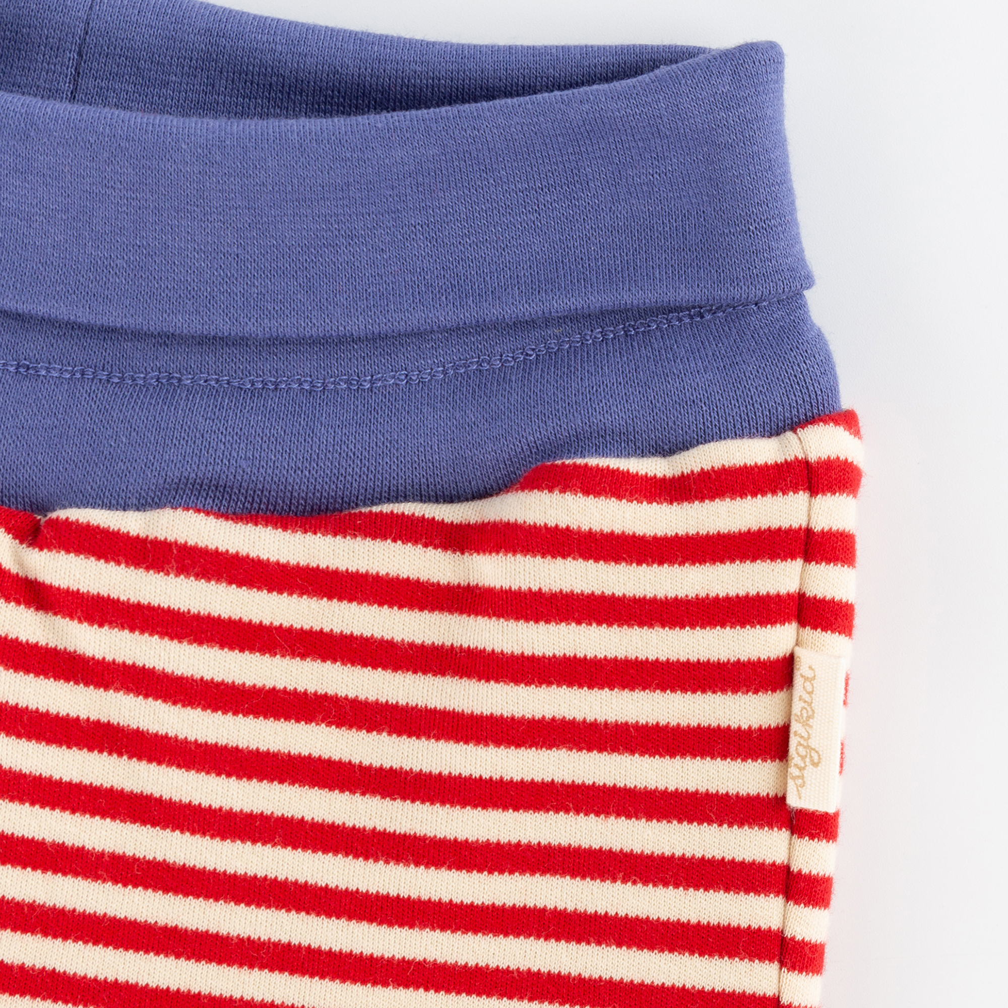 Reversible baby soft pants red striped/violet blue