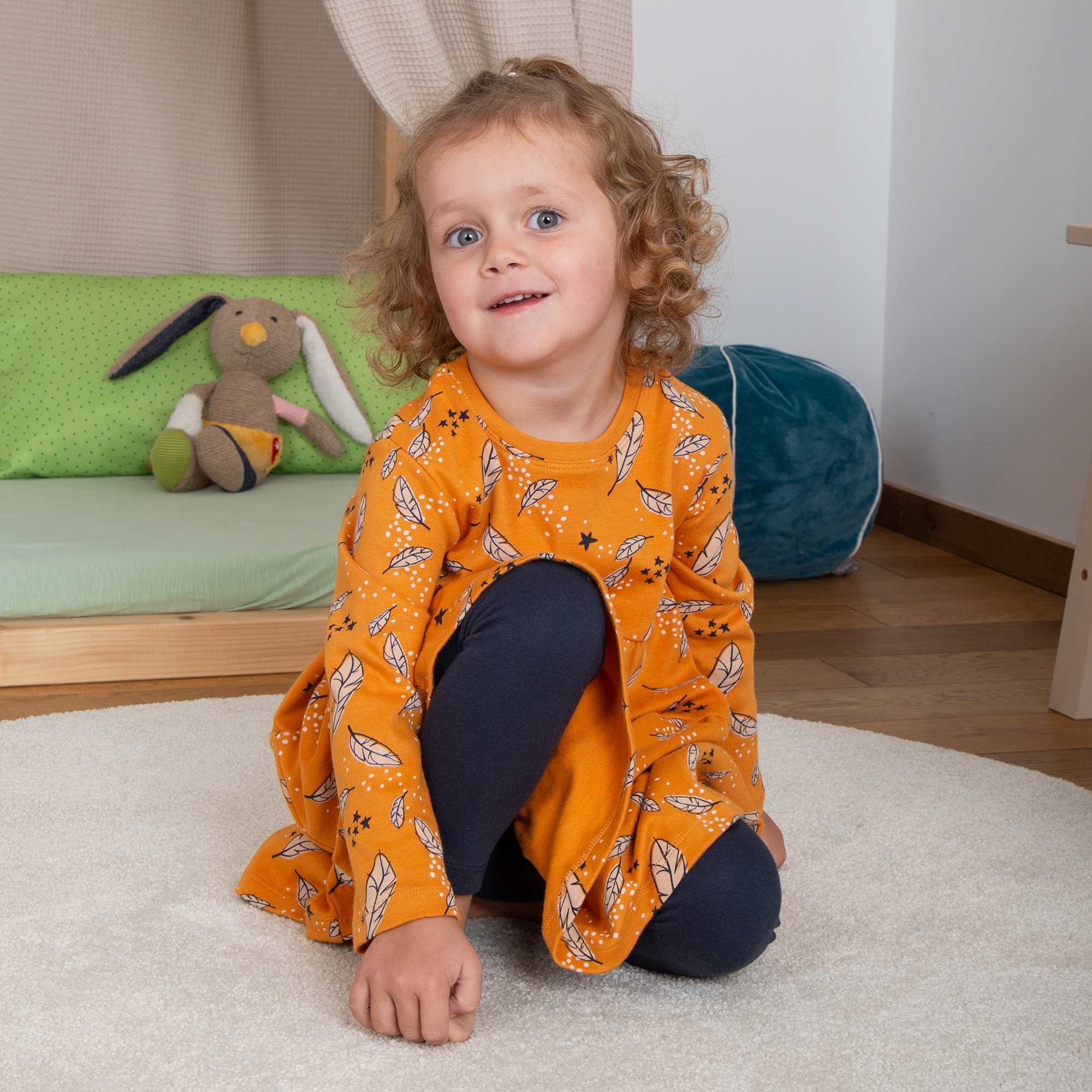 Kinder Rippstrick Leggings Magic Owl, dunkelblau Kinder Rippstrick Leggings Magic Owl, dunkelblau