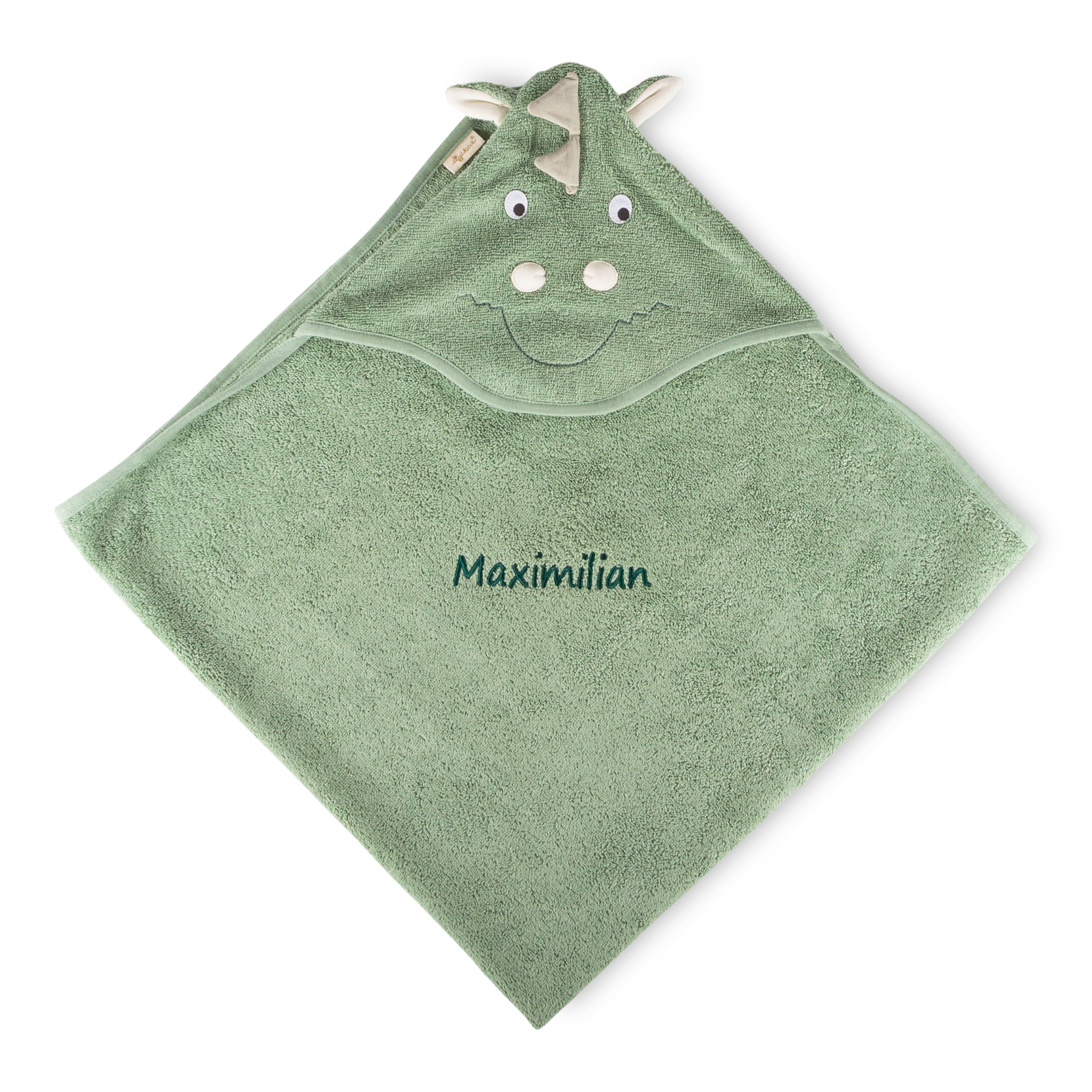 Children's bath towel dino hood, personalised