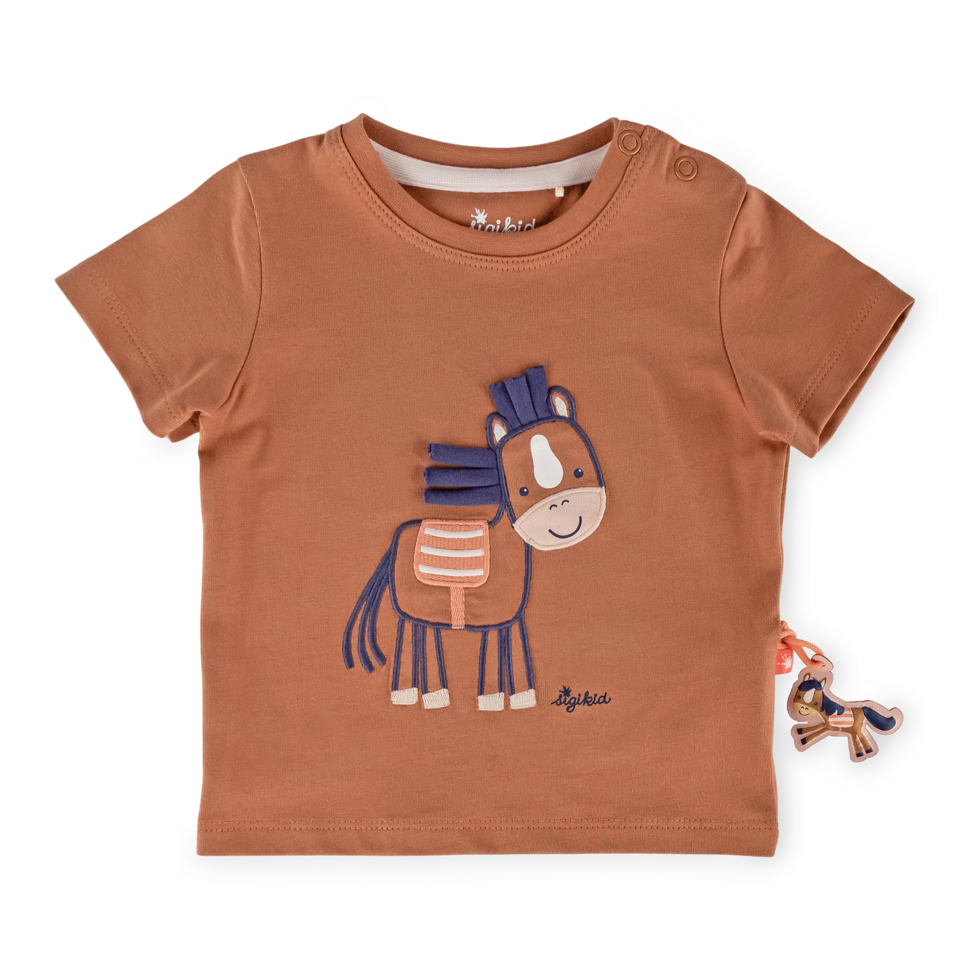 Baby T-shirt Funny Horse, sugar brown