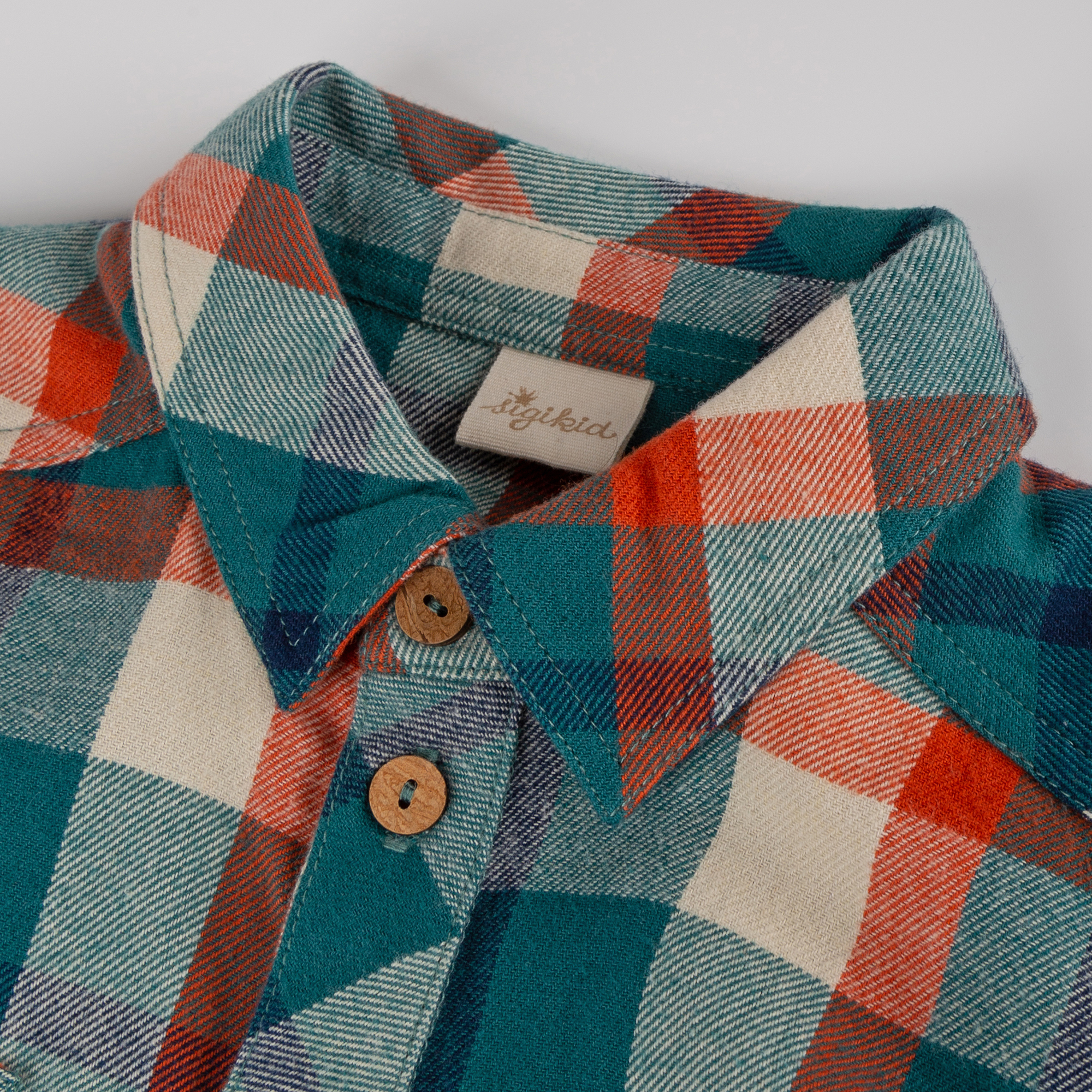 Kinder Karo Flanellhemd Wild Fox, grün-orange-weiß Kinder Karo Flanellhemd Wild Fox, grün-orange-weiß