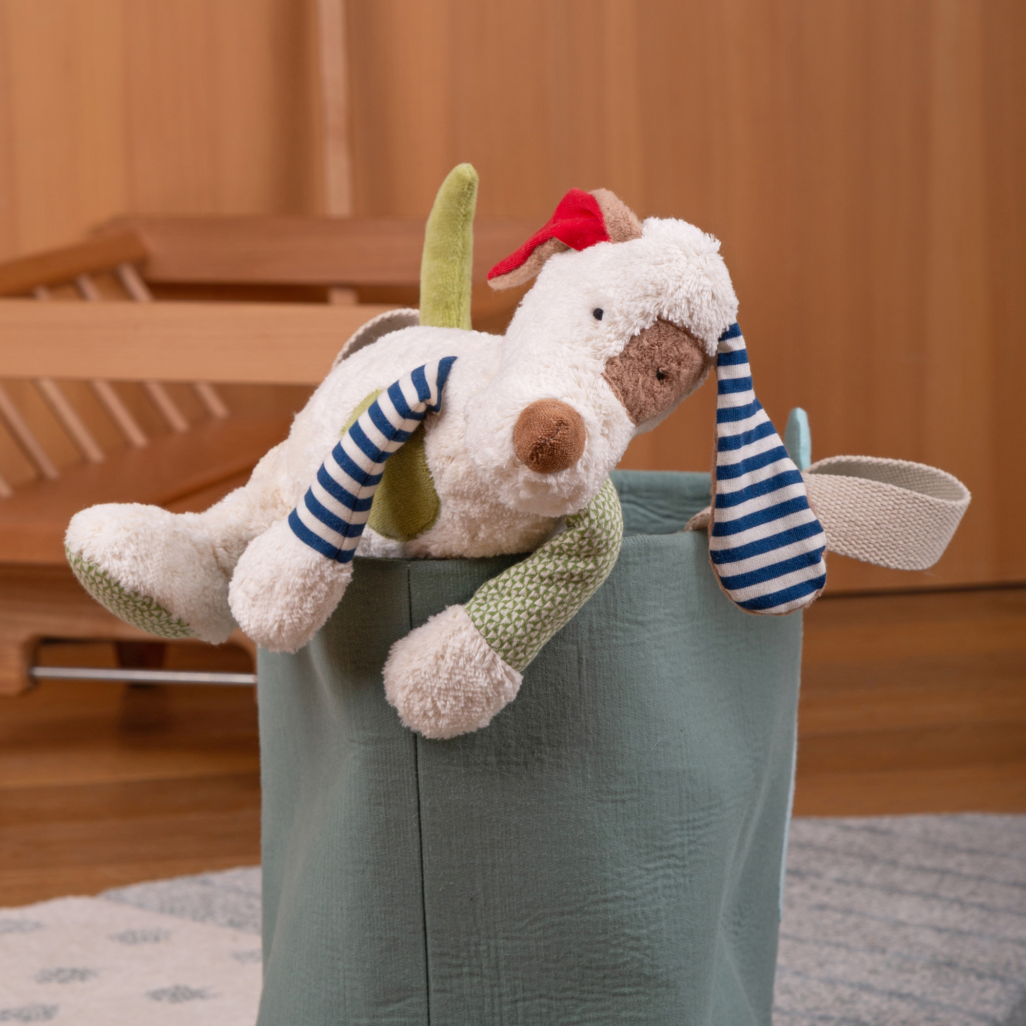 Soft toy cuddle dog, organic Green