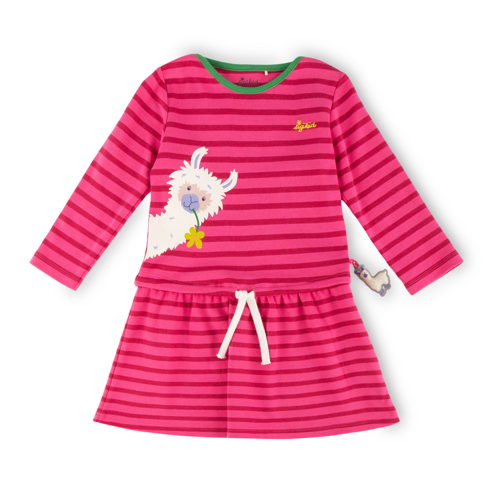 Kinder Kleid Crazy Lama, pink gestreift