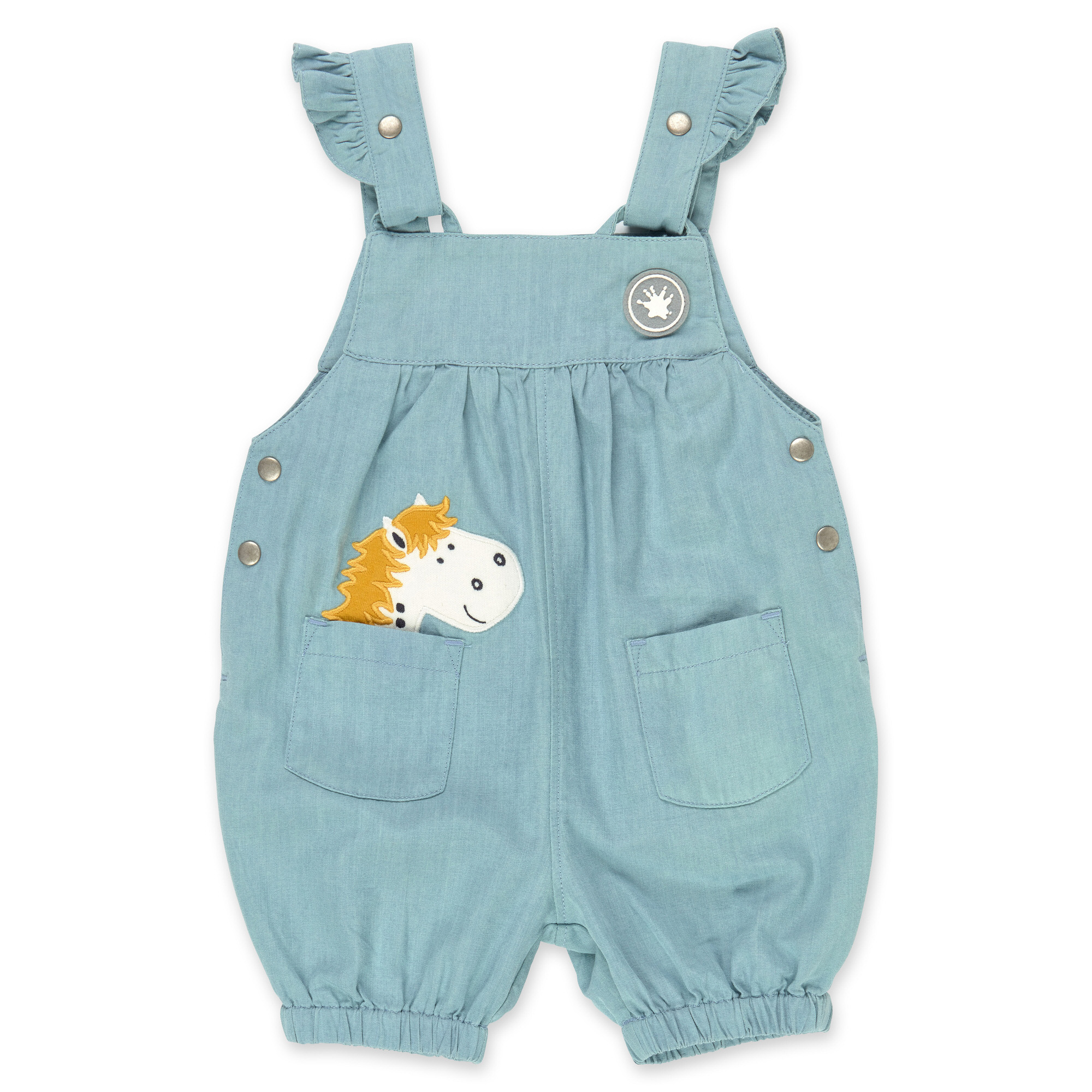 Short baby dungarees Dots Pony with shoulder frills