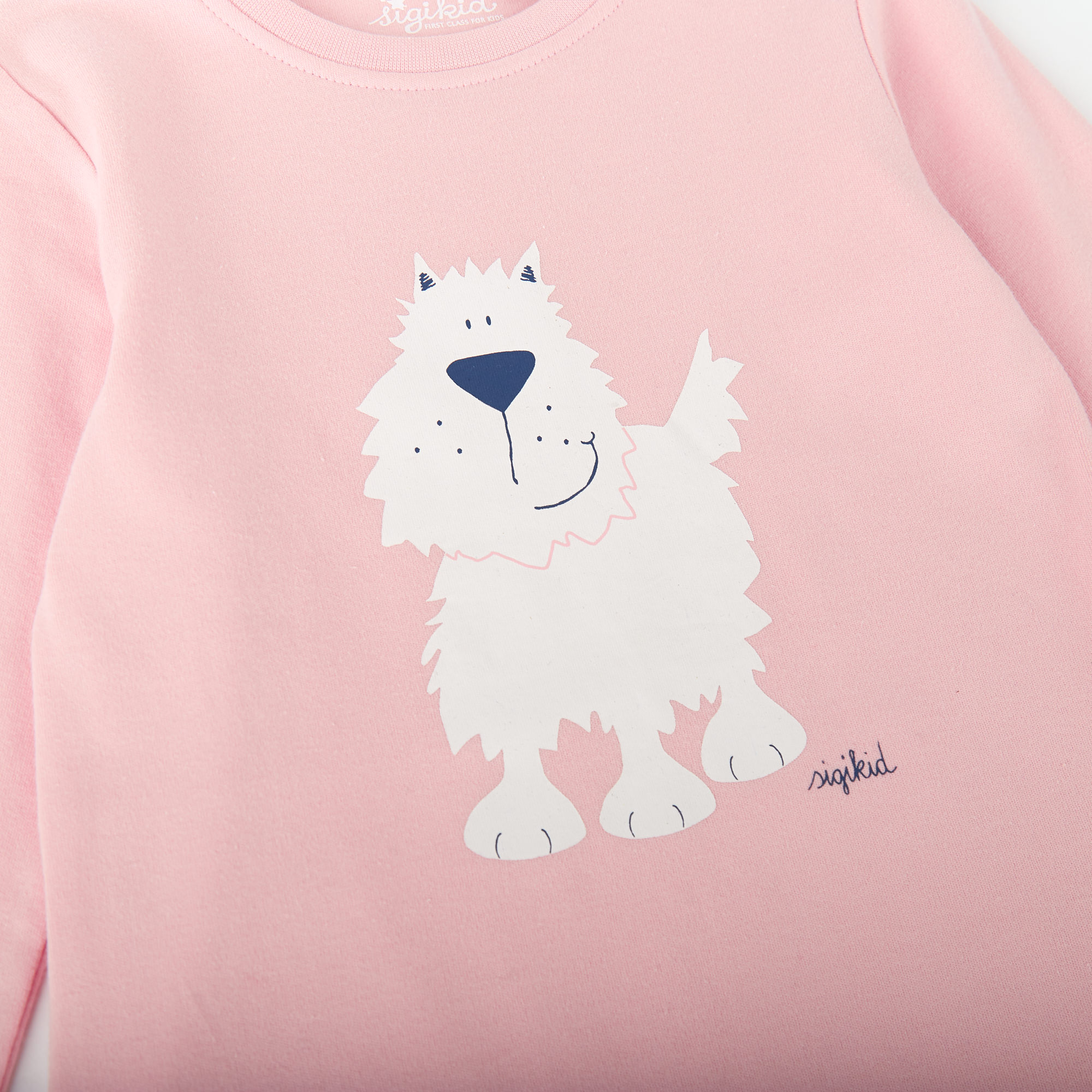 Long-sleeved girls' pyjamas dog, pink/grey