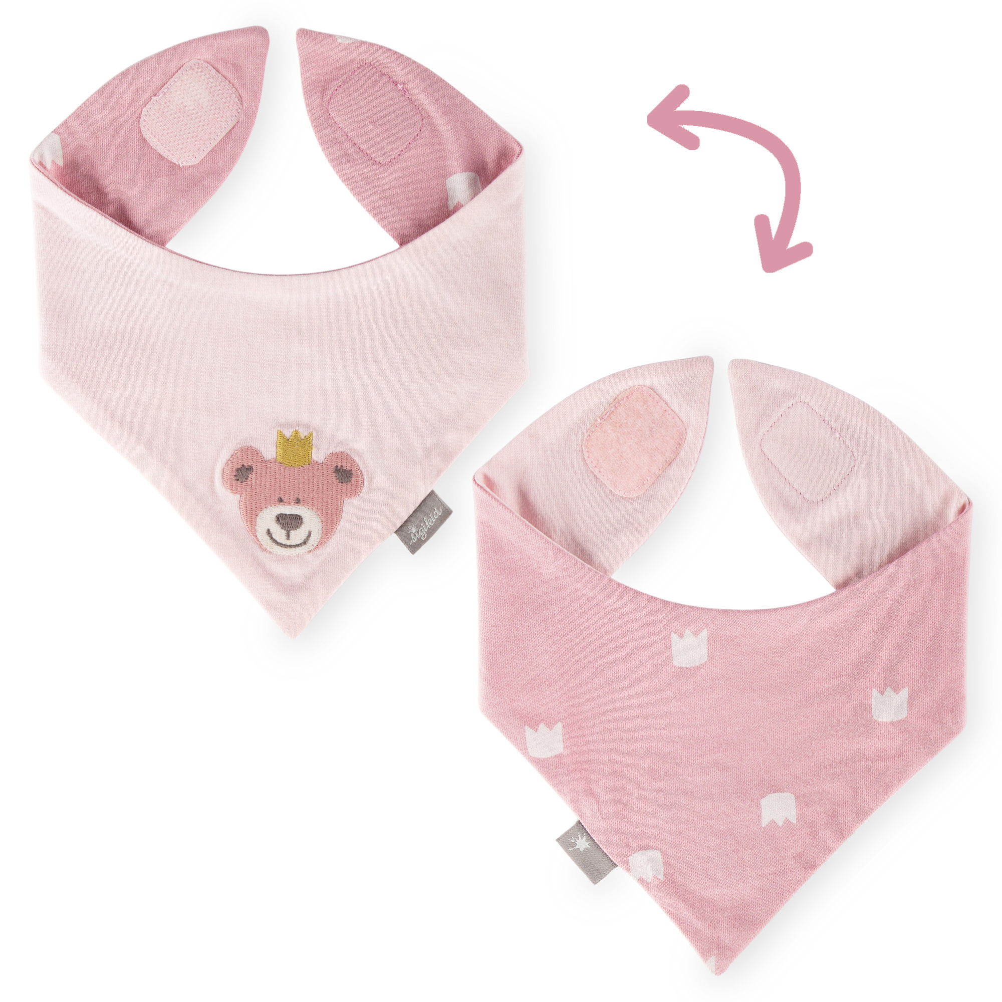 Newborn baby bandana bib bear prince pink, reversible
