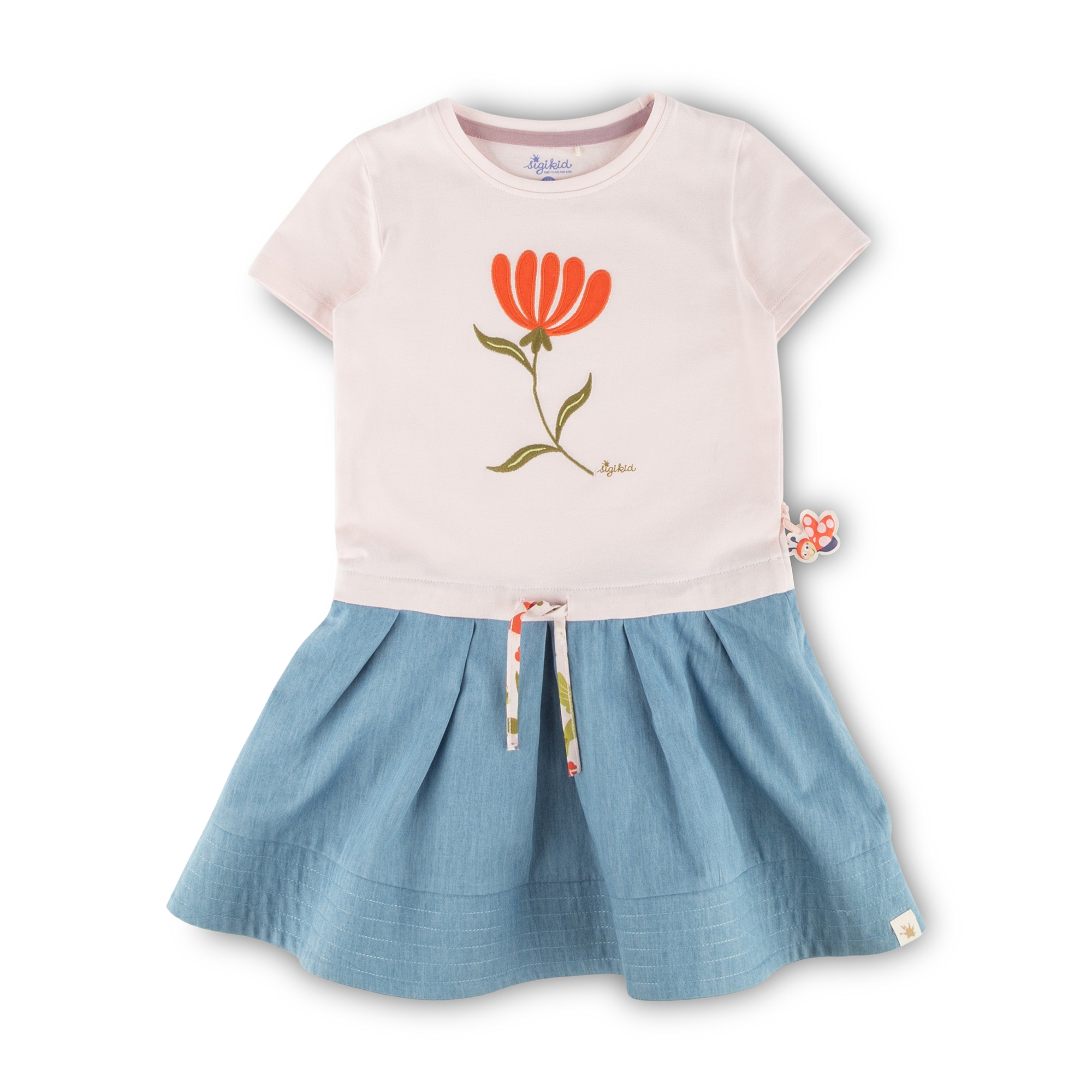 Kinder Sommerkleid mit jeansblauem Rock, Marienkäfer Serie Kinder Sommerkleid mit jeansblauem Rock, Marienkäfer Serie