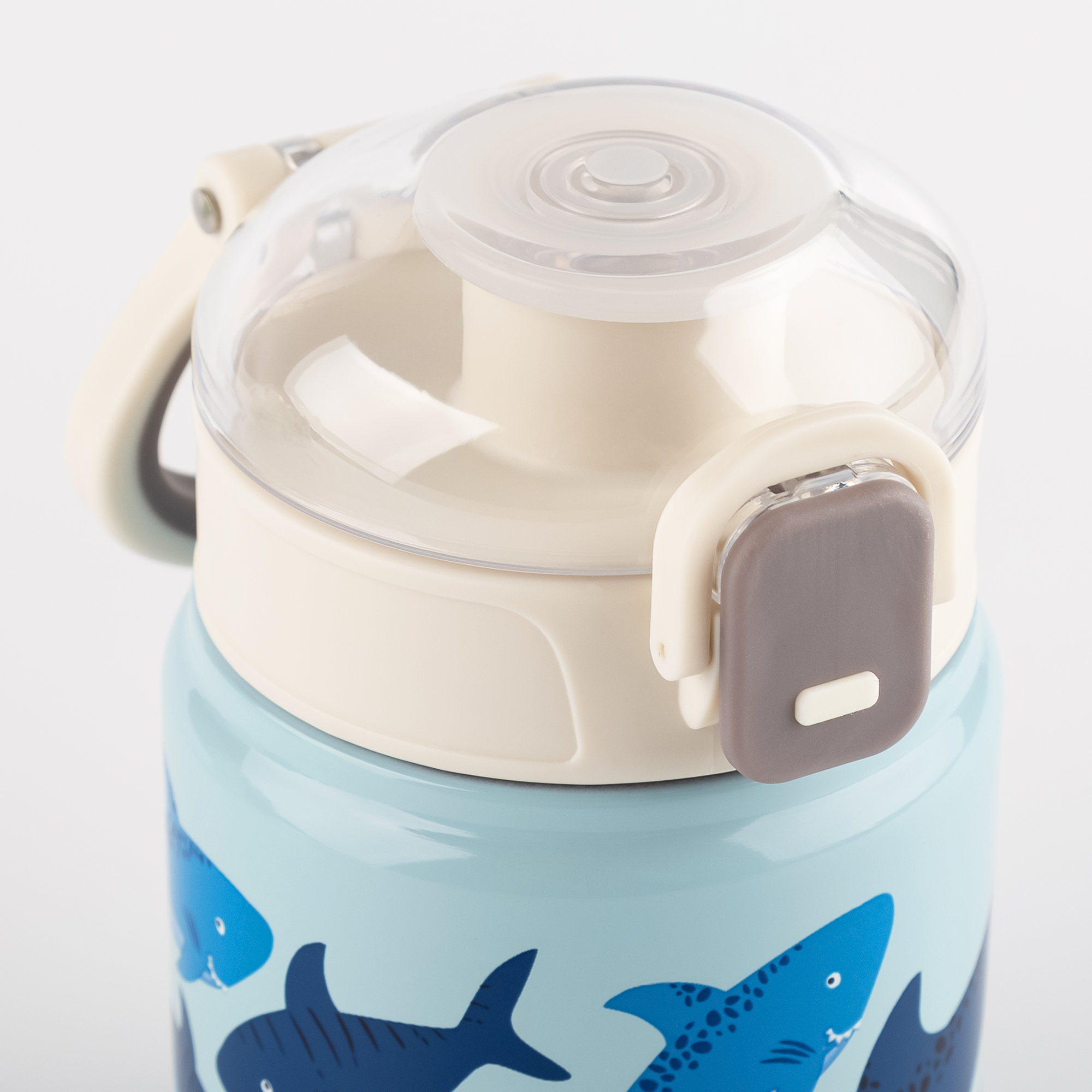 Kids' drink bottle shark, stainless steel, 400 ml