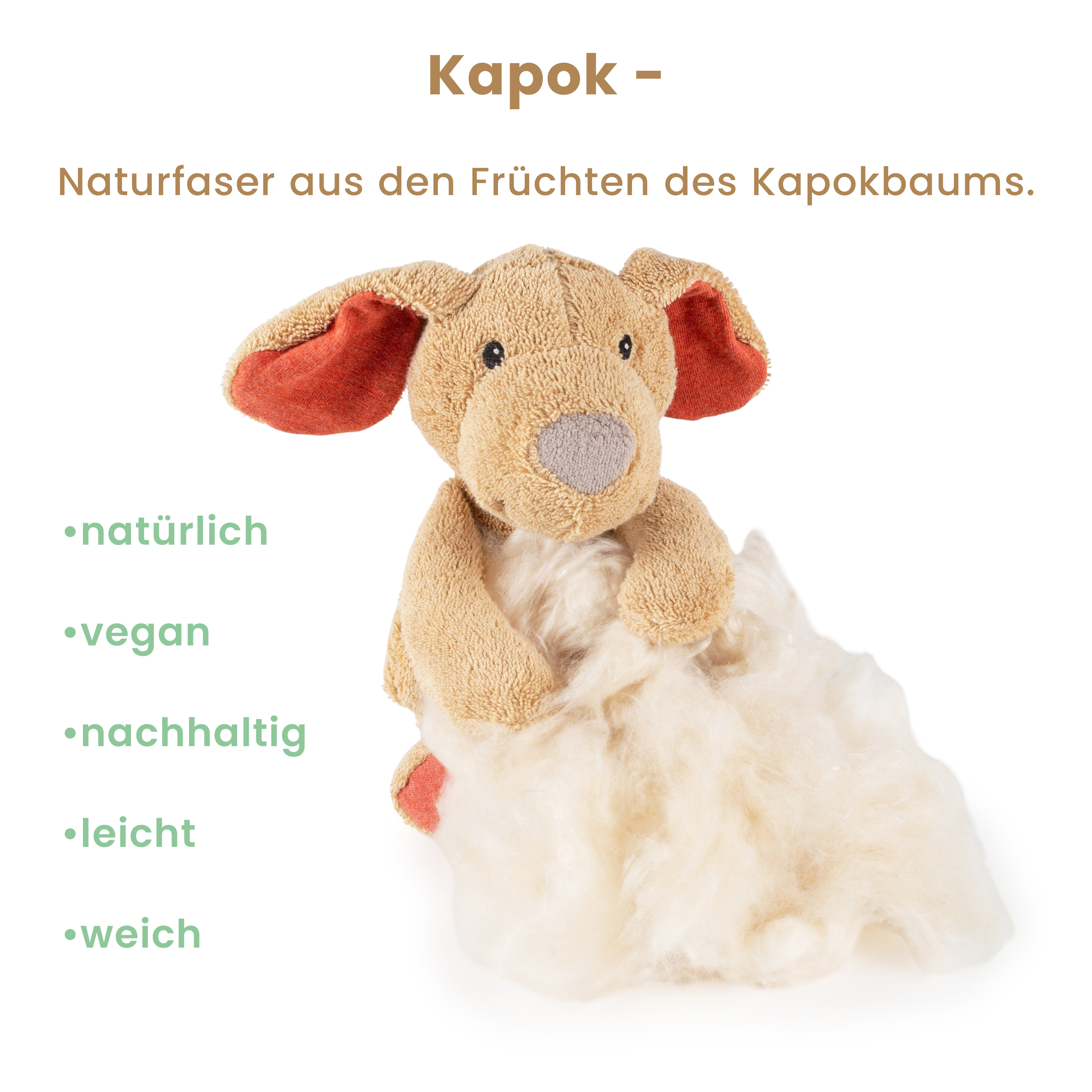 Soft toy dog, cotton & kapok, Natural Friends