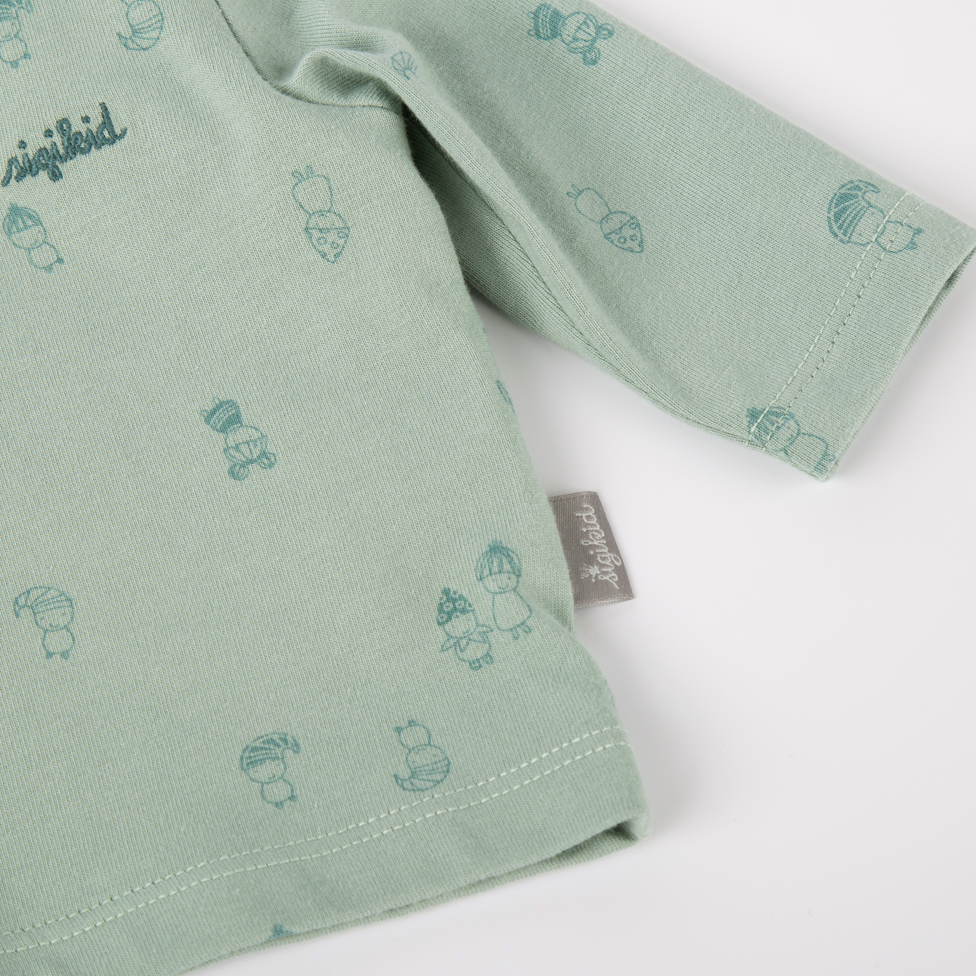 Newborn baby long sleeve Tee, mint green, print design