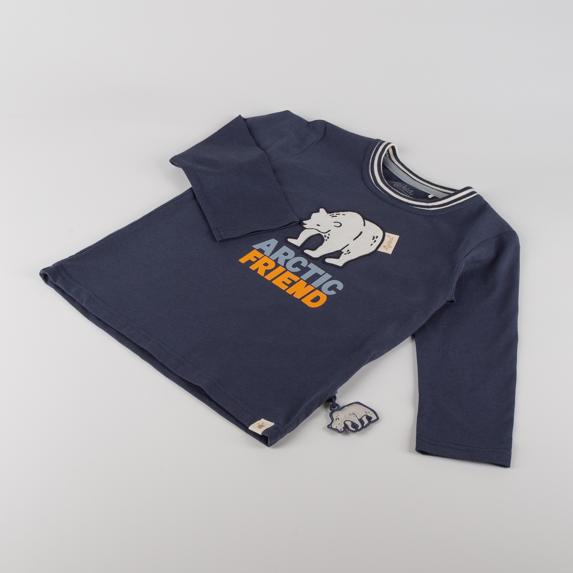 Navy children's long sleeve Tee bear, Polar Friends