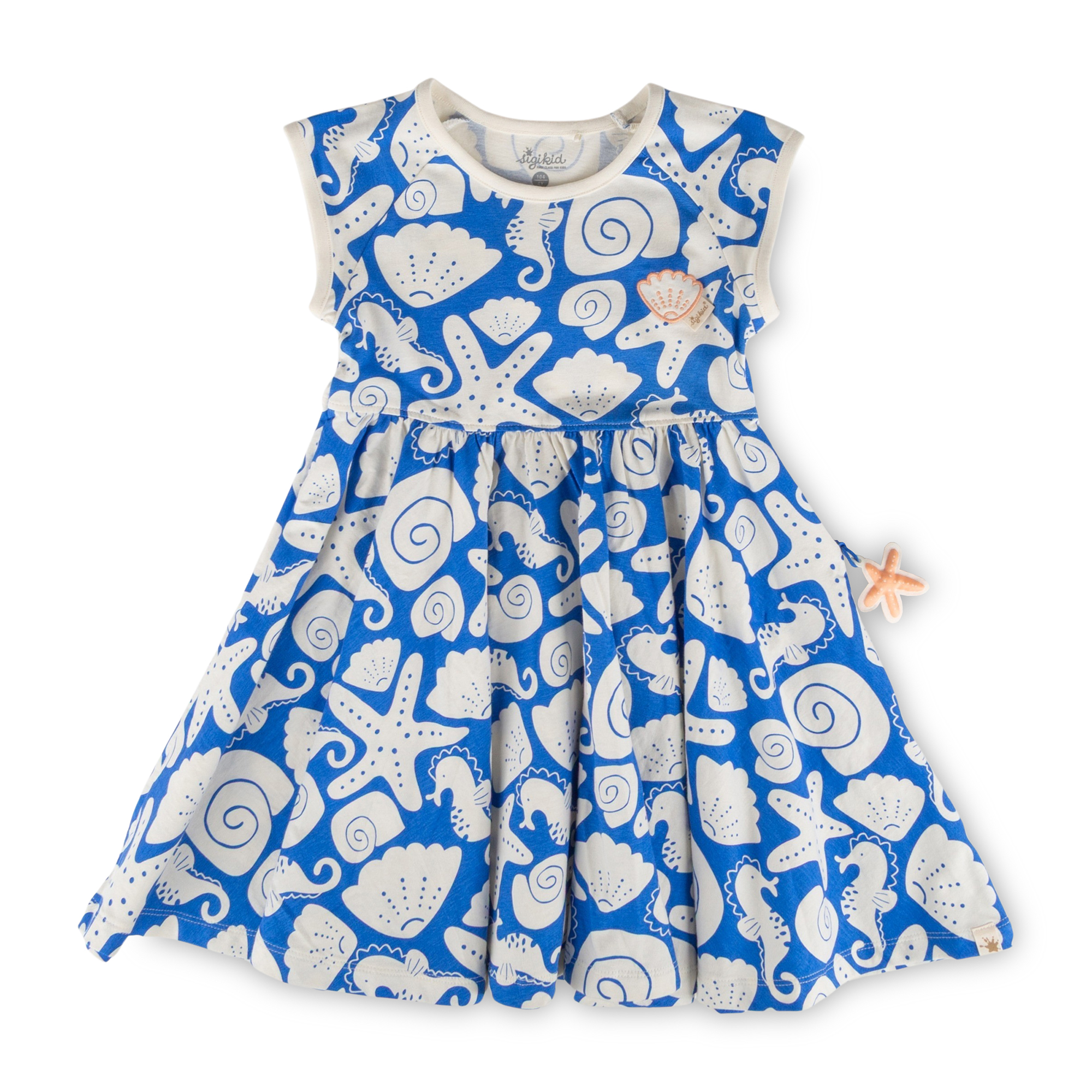 Kinder Kleid Strand, blau mit weiß