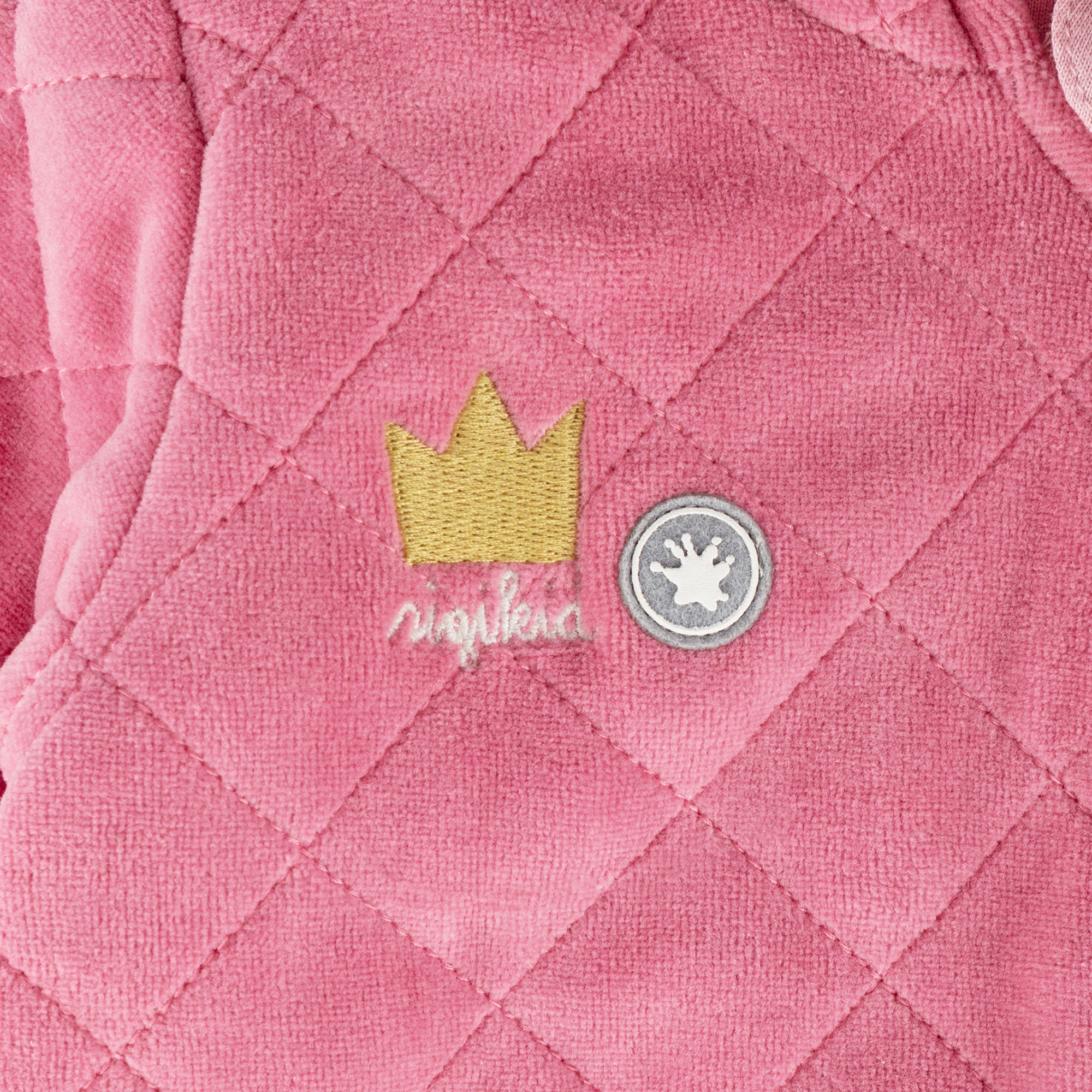 Quilted newborn baby velour overall pink, lined, foldable cuffs