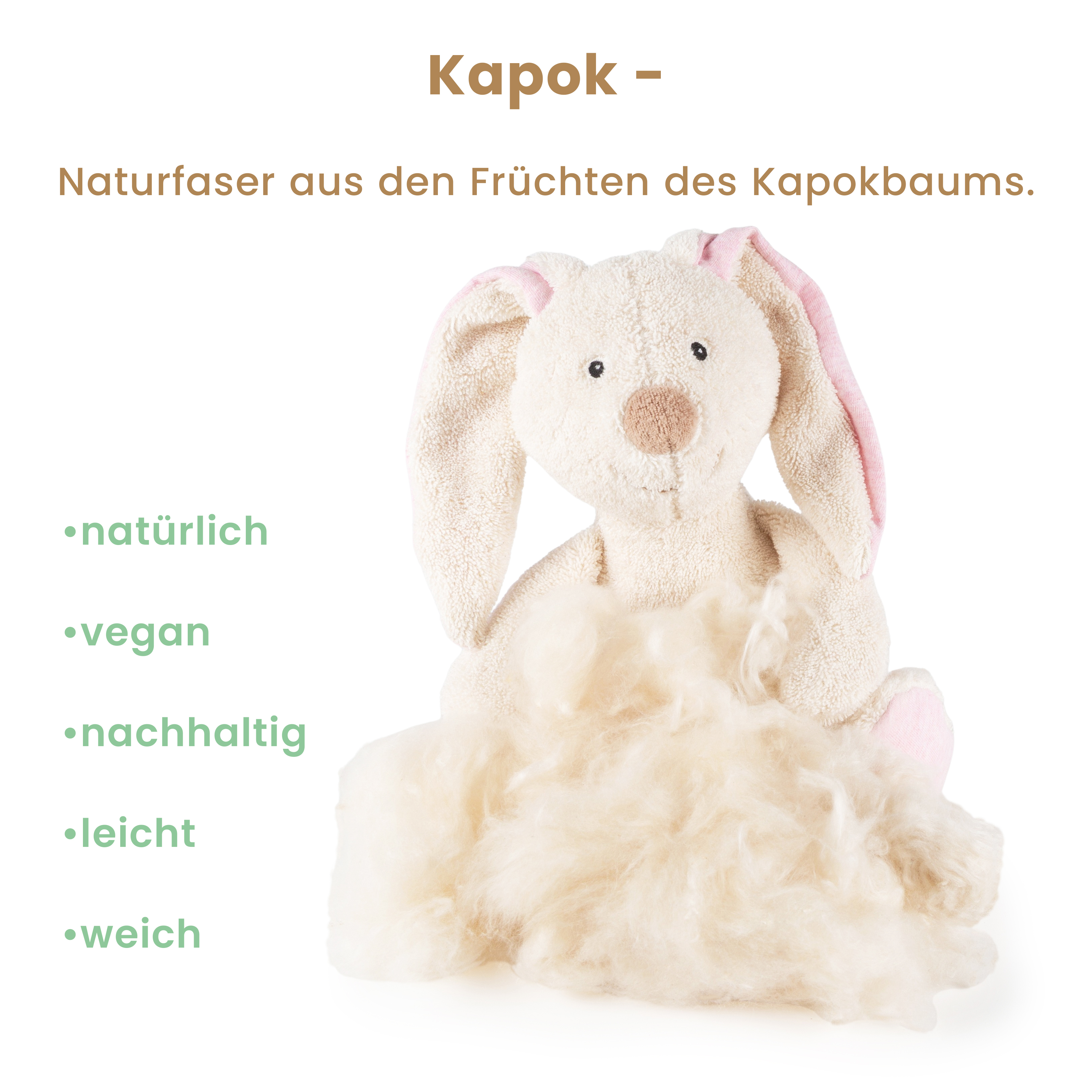 Soft toy bunny, cotton & kapok, Natural Friends