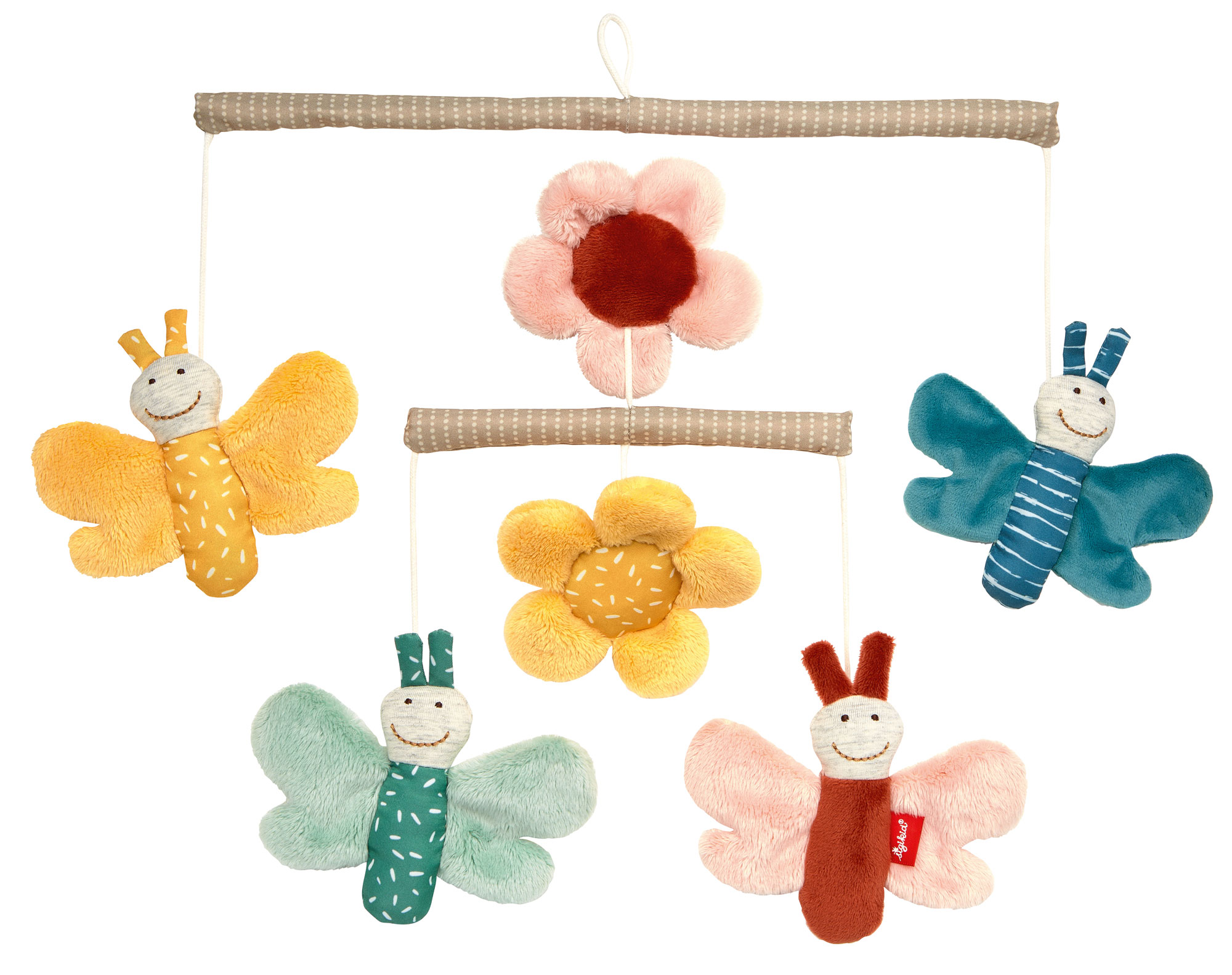 Baby mobile plush butterflies and flower