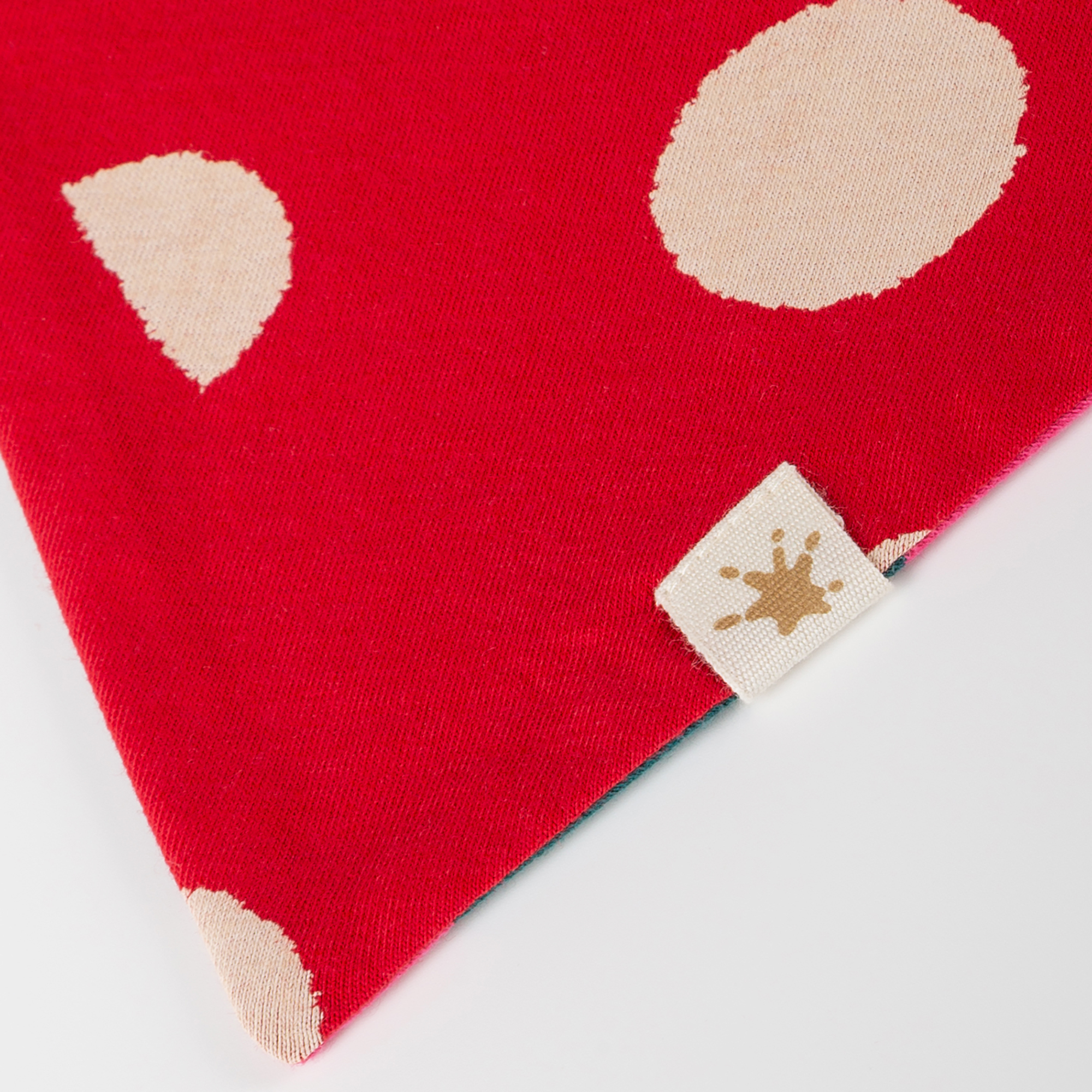 Reversible baby bandana bib rose red/green & red